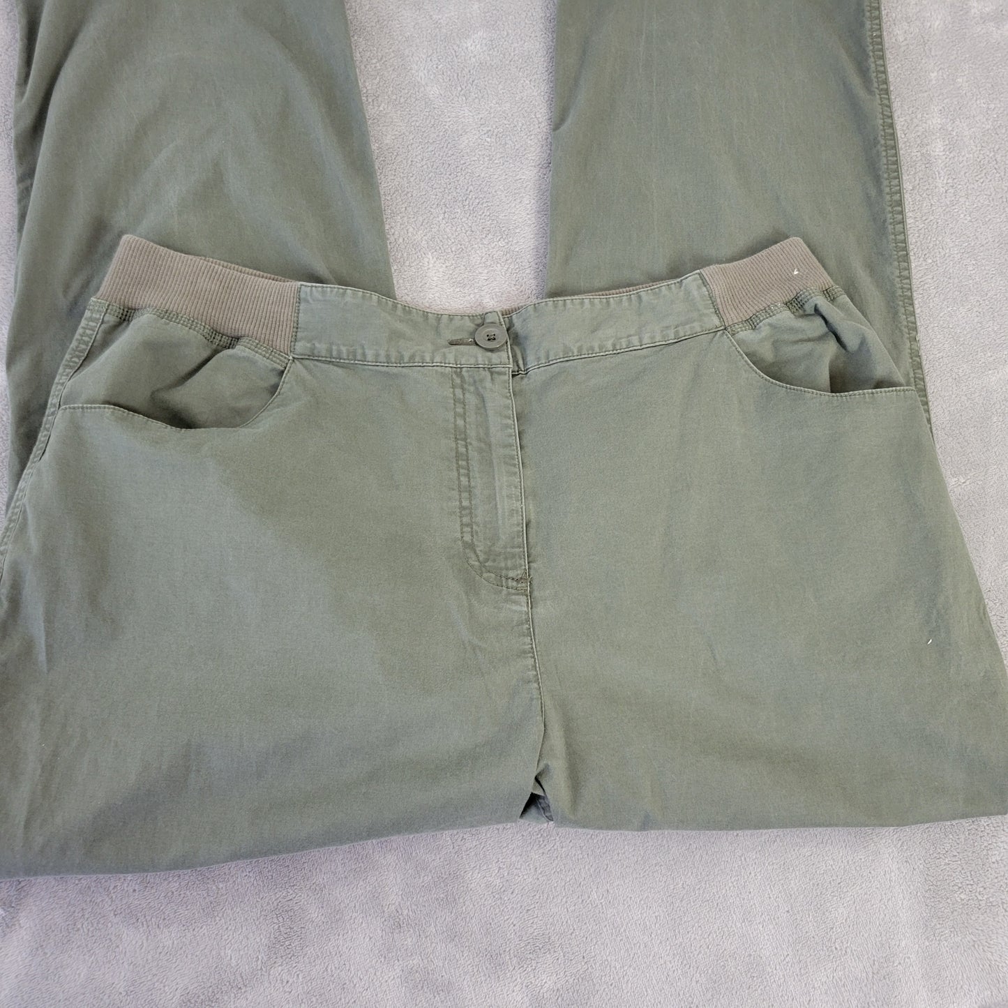 Liz & Me Pants 0X 16W Plus Size Green Chino Straight Leg Stretch GRE8XE