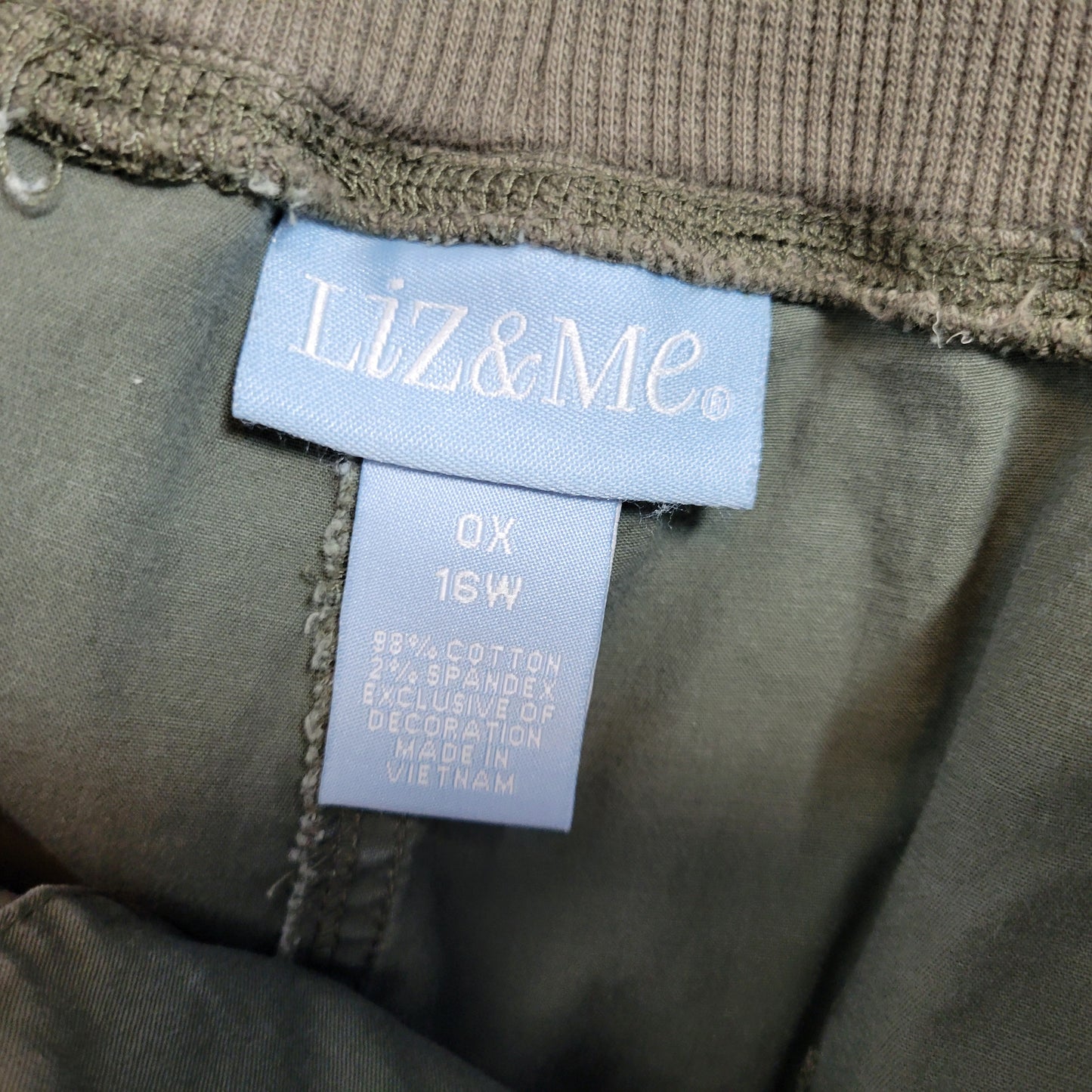 Liz & Me Pants 0X 16W Plus Size Green Chino Straight Leg Stretch GRE8XE