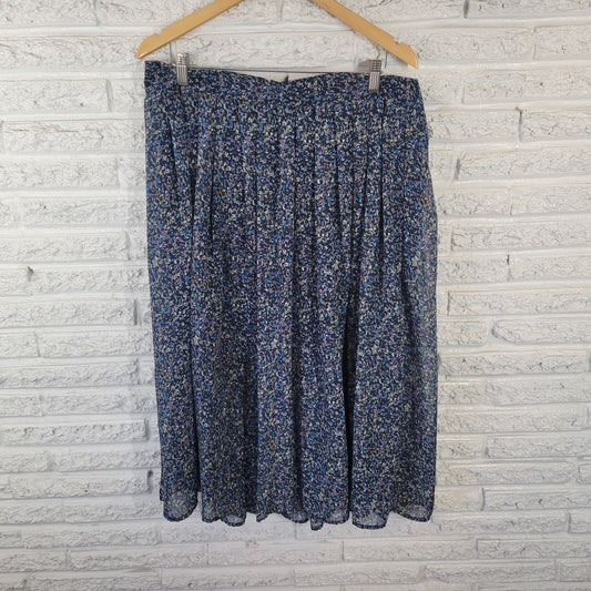 Avenue Skirt 18 Plus Size Blue Purple Watercolor A-Line Knee Length WAT3E