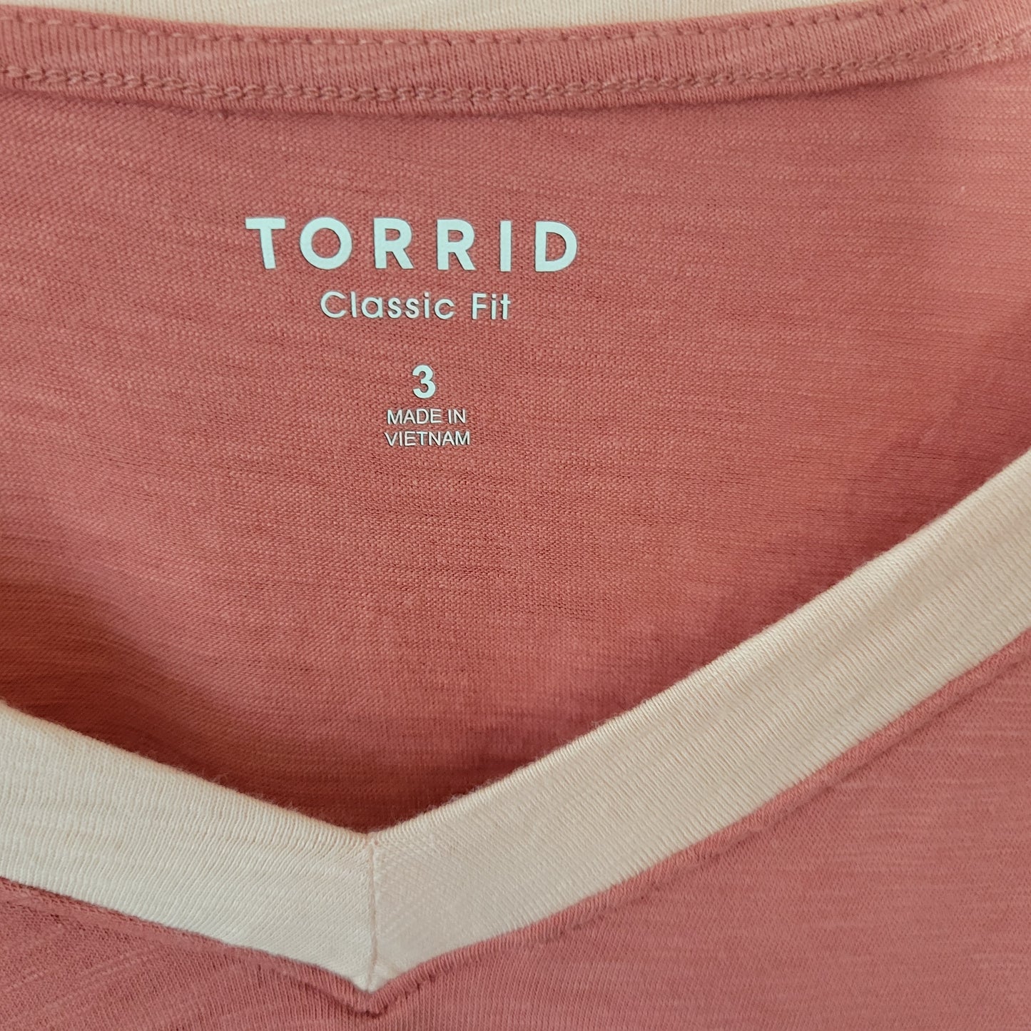Torrid T-Shirt 3X Plus Size Pink V-Neck Short Sleeve Cotton Blend Tee PIN5E