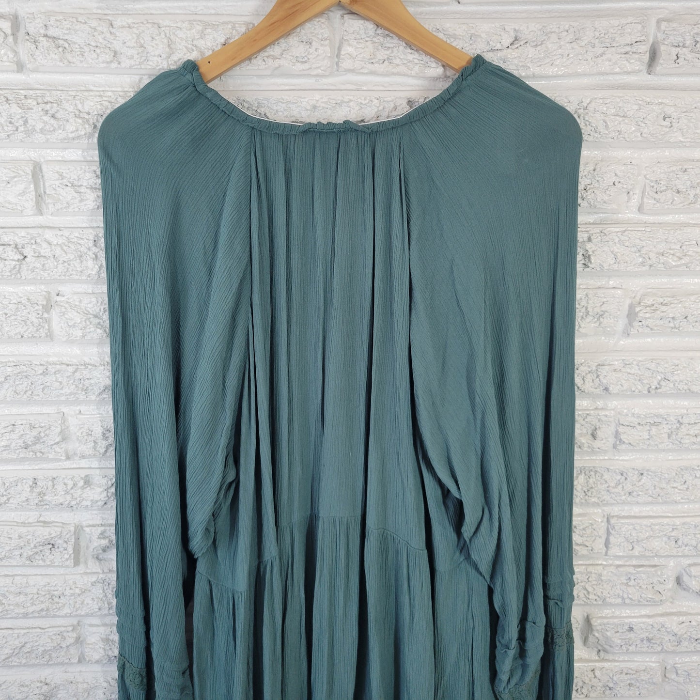 Knox Rose Dress XXL Green Mini Long Sleeve V-Neck Button Pockets Stretch GRE48E