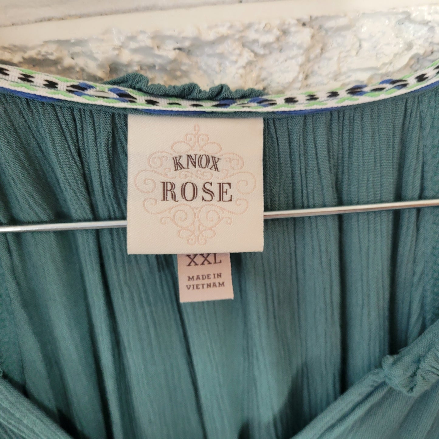 Knox Rose Dress XXL Green Mini Long Sleeve V-Neck Button Pockets Stretch GRE48E