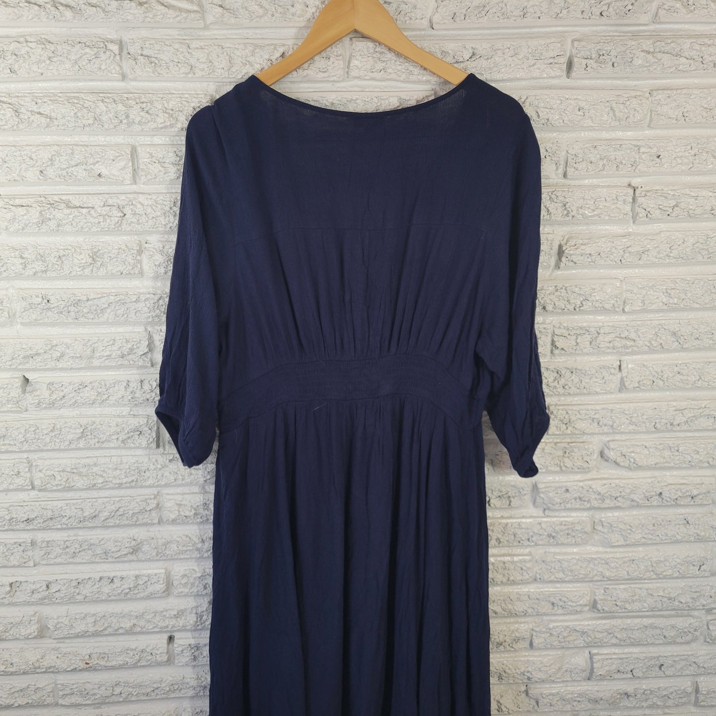 Torrid Dress 3X Plus Size Blue V-Neck 3/4 Sleeve High-Low Lined Stretch SWE169E