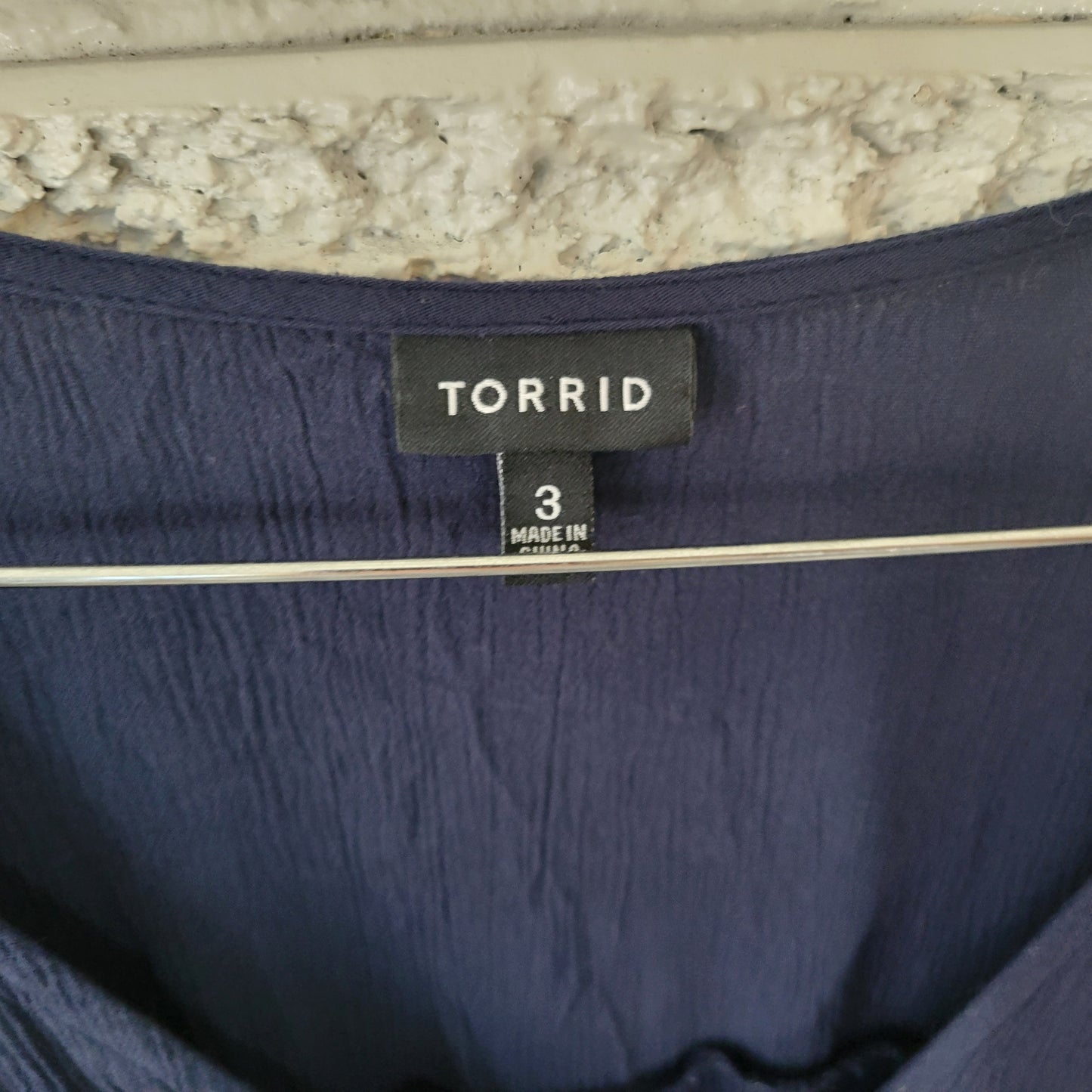 Torrid Dress 3X Plus Size Blue V-Neck 3/4 Sleeve High-Low Lined Stretch SWE169E