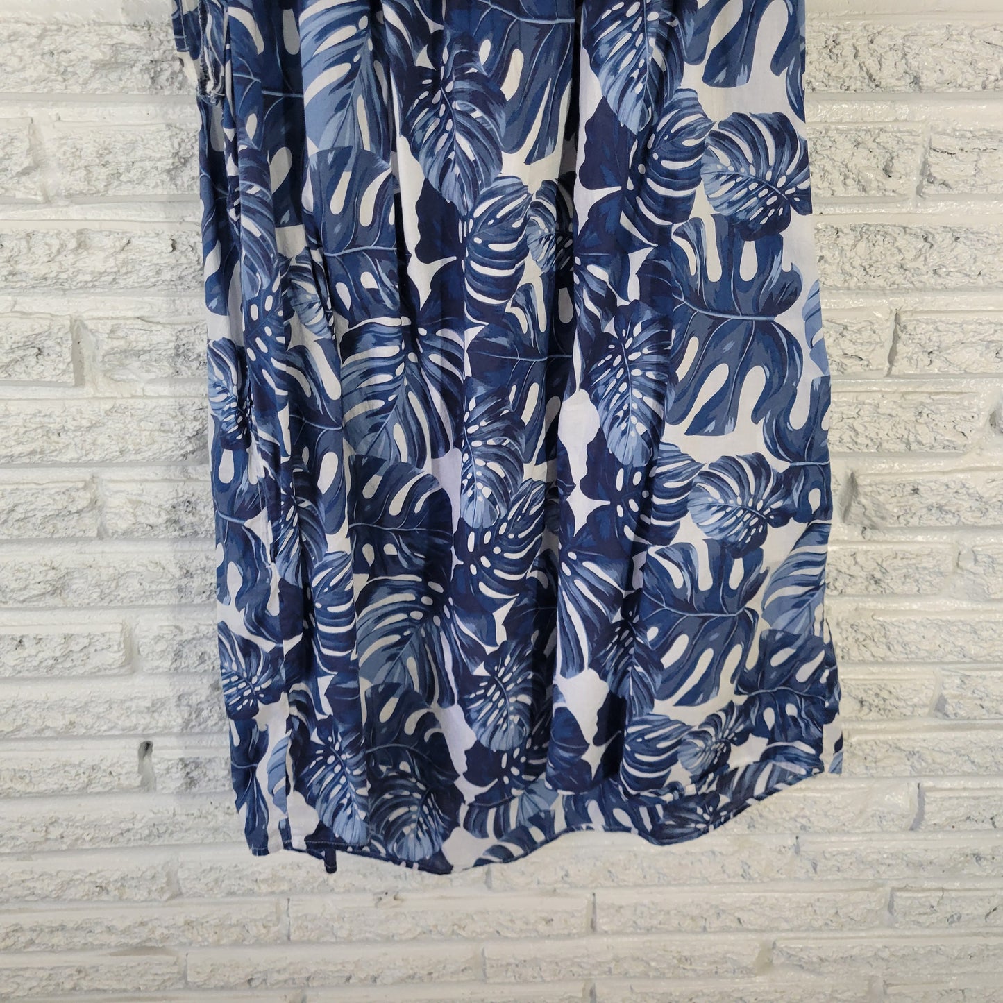 Falls Creek Dress 2X Plus Size Blue White Floral Off Shoulder Ruffle FLO238E