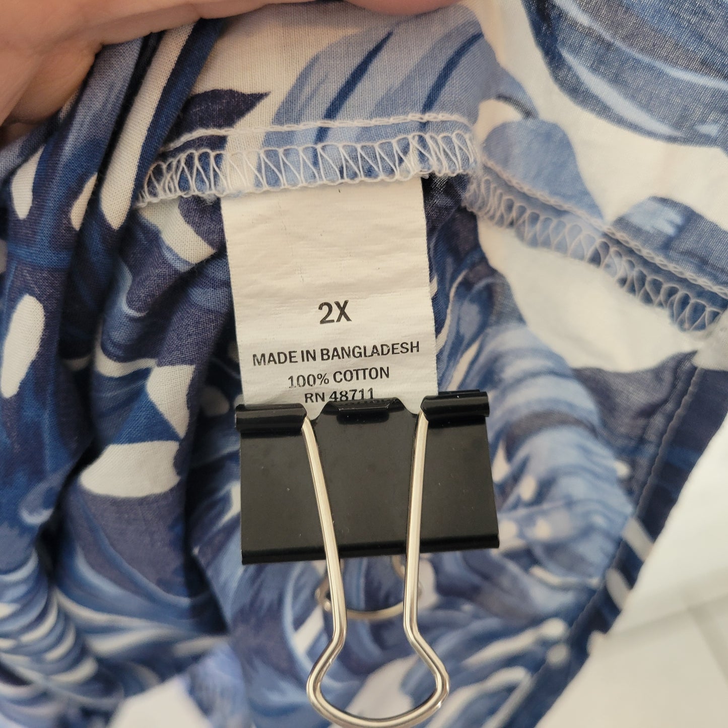 Falls Creek Dress 2X Plus Size Blue White Floral Off Shoulder Ruffle FLO238E