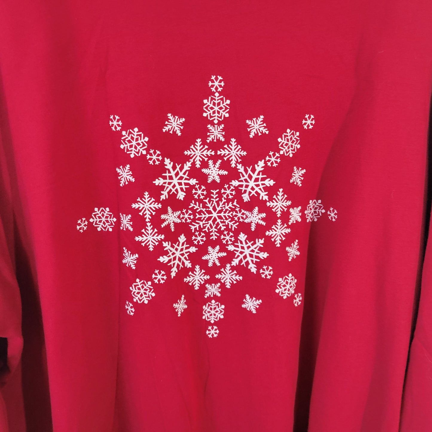 Woman Within T-Shirt 4X Plus Size Red Snowflake Long Sleeve Christmas RED38E