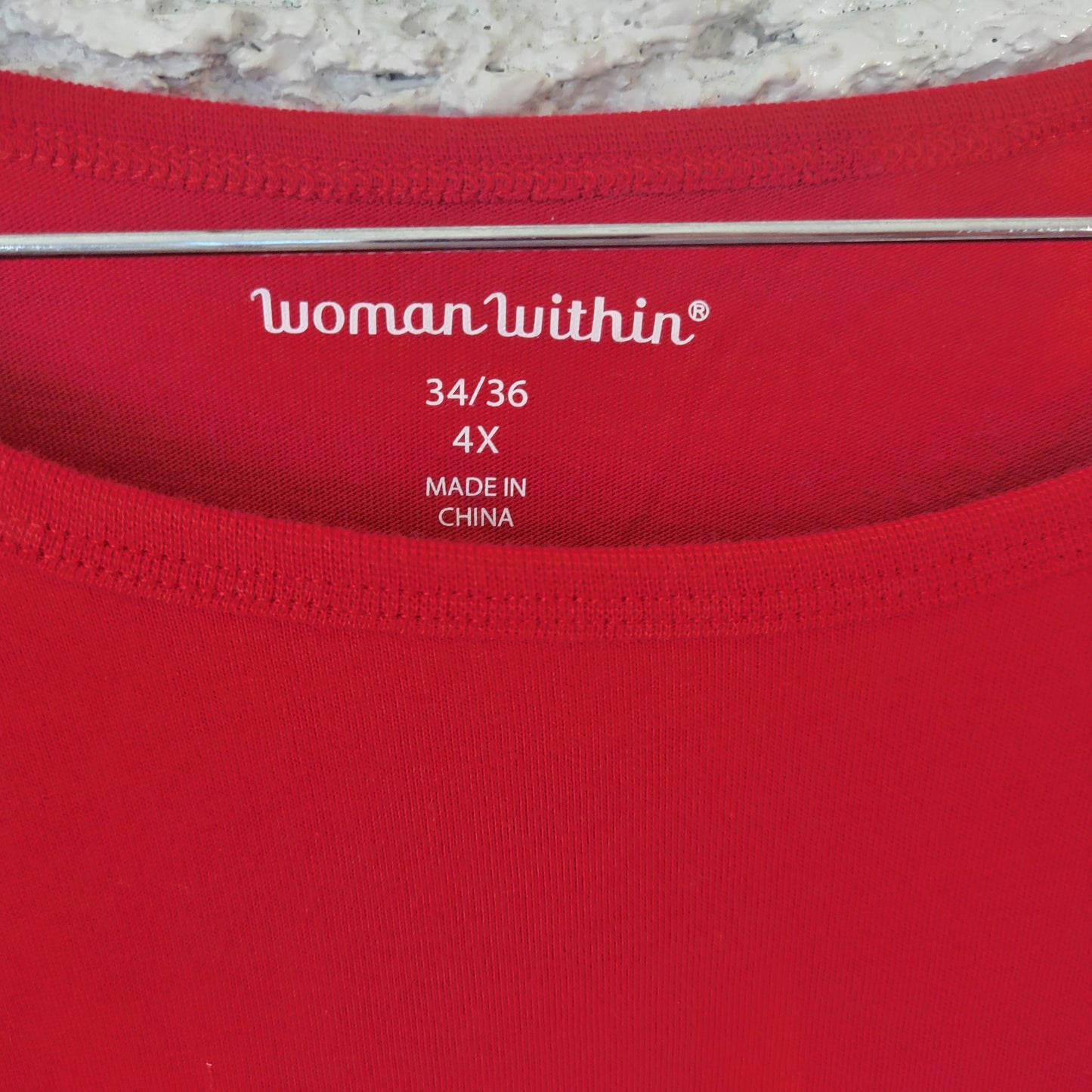 Woman Within T-Shirt 4X Plus Size Red Snowflake Long Sleeve Christmas RED38E
