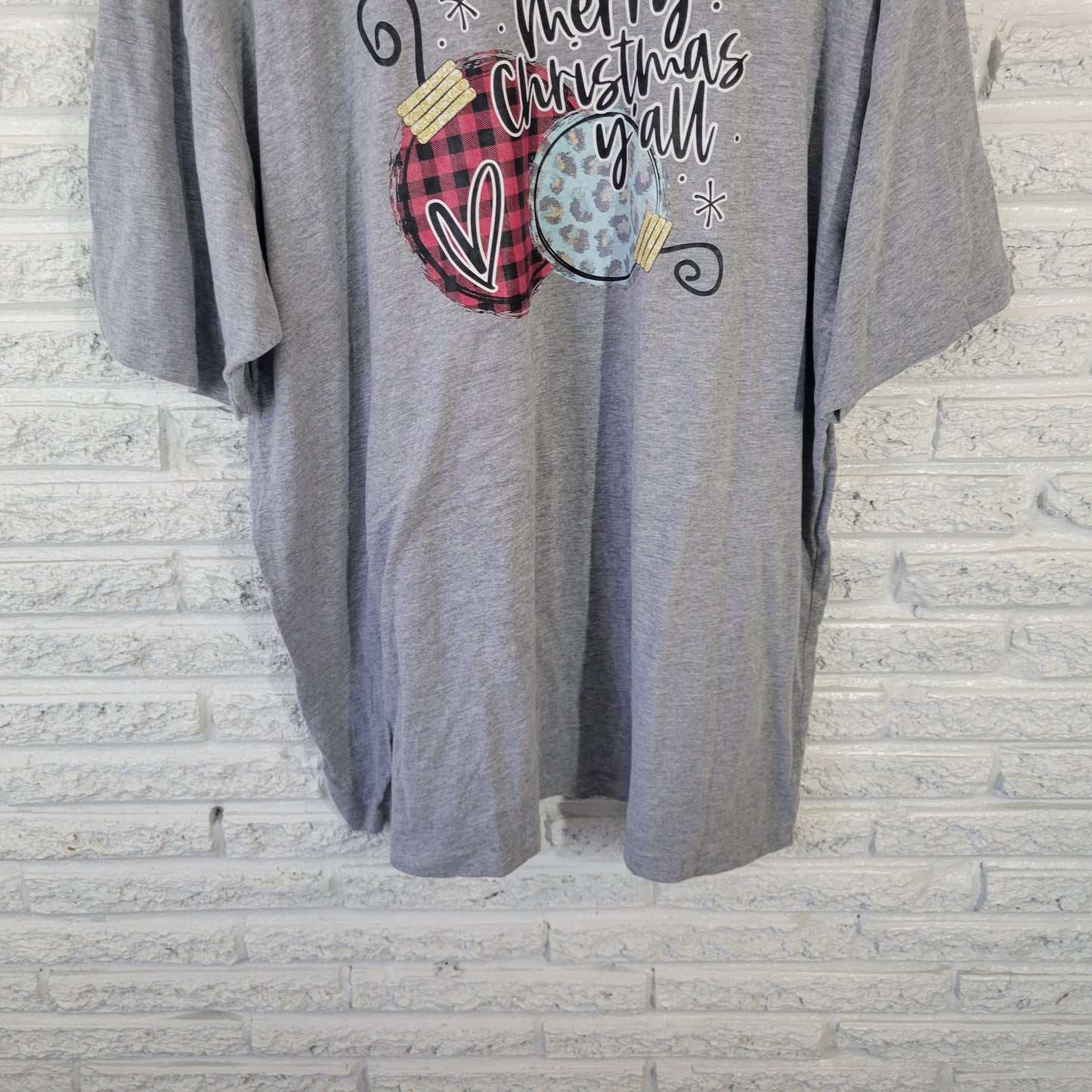 Live Tell T-Shirt 3XL Gray "Merry Christmas Y'all" Short Sleeve Holiday NOV91E