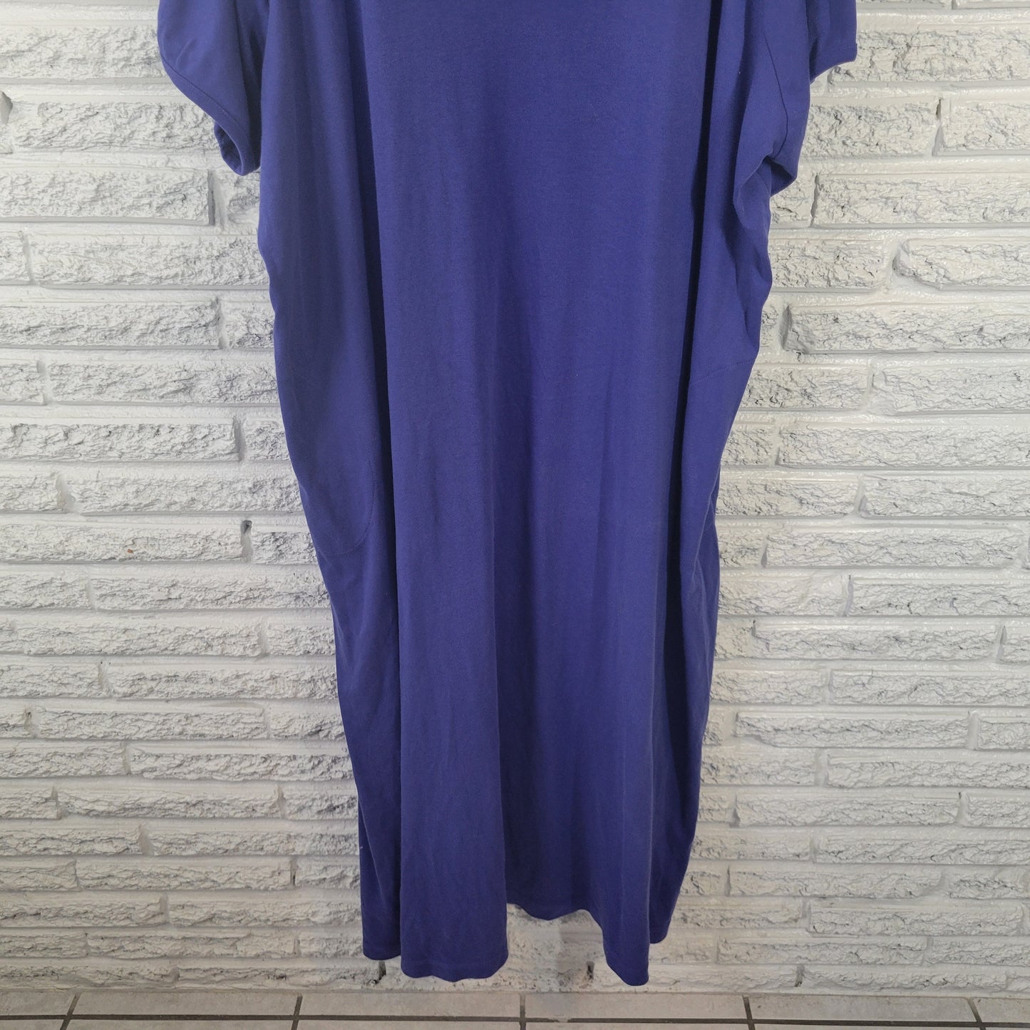 Dreams Co 4X Blue Shirt Dress Midi V-Neck Short Sleeve Pockets SWE181E