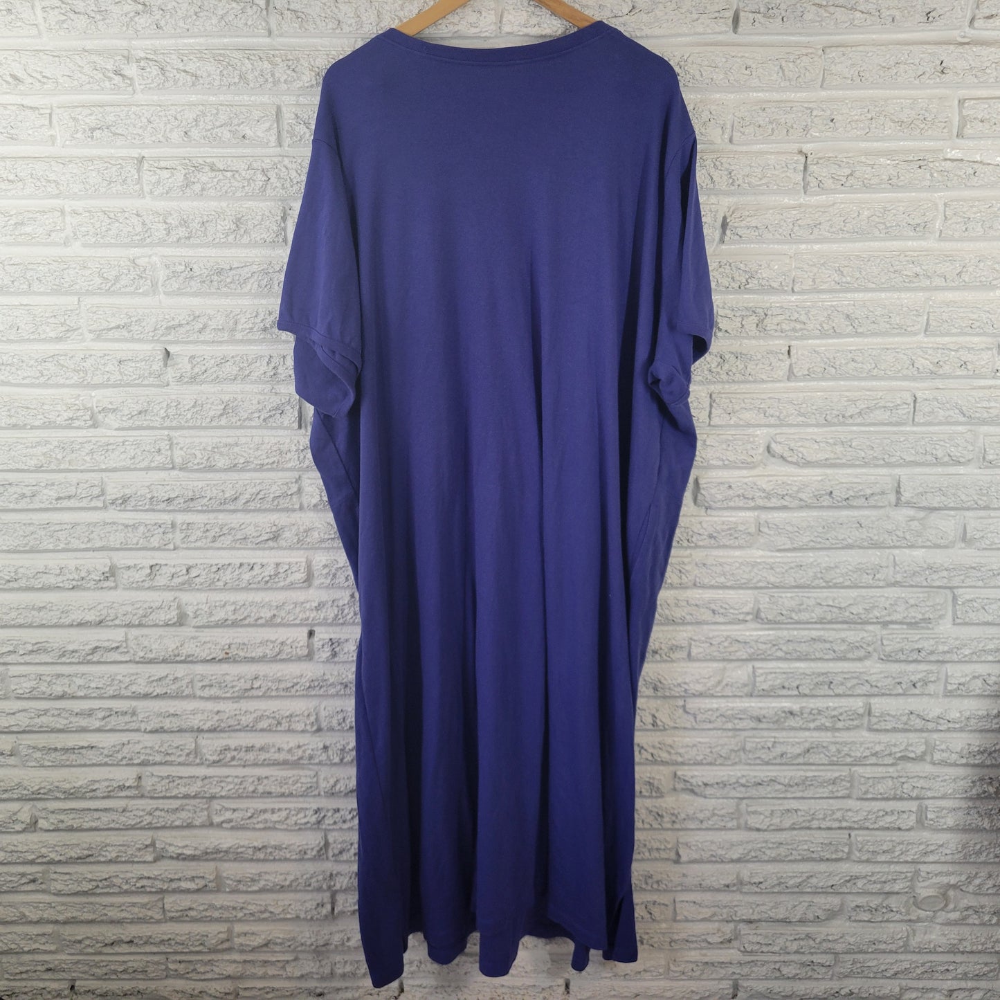 Dreams Co 4X Blue Shirt Dress Midi V-Neck Short Sleeve Pockets SWE181E