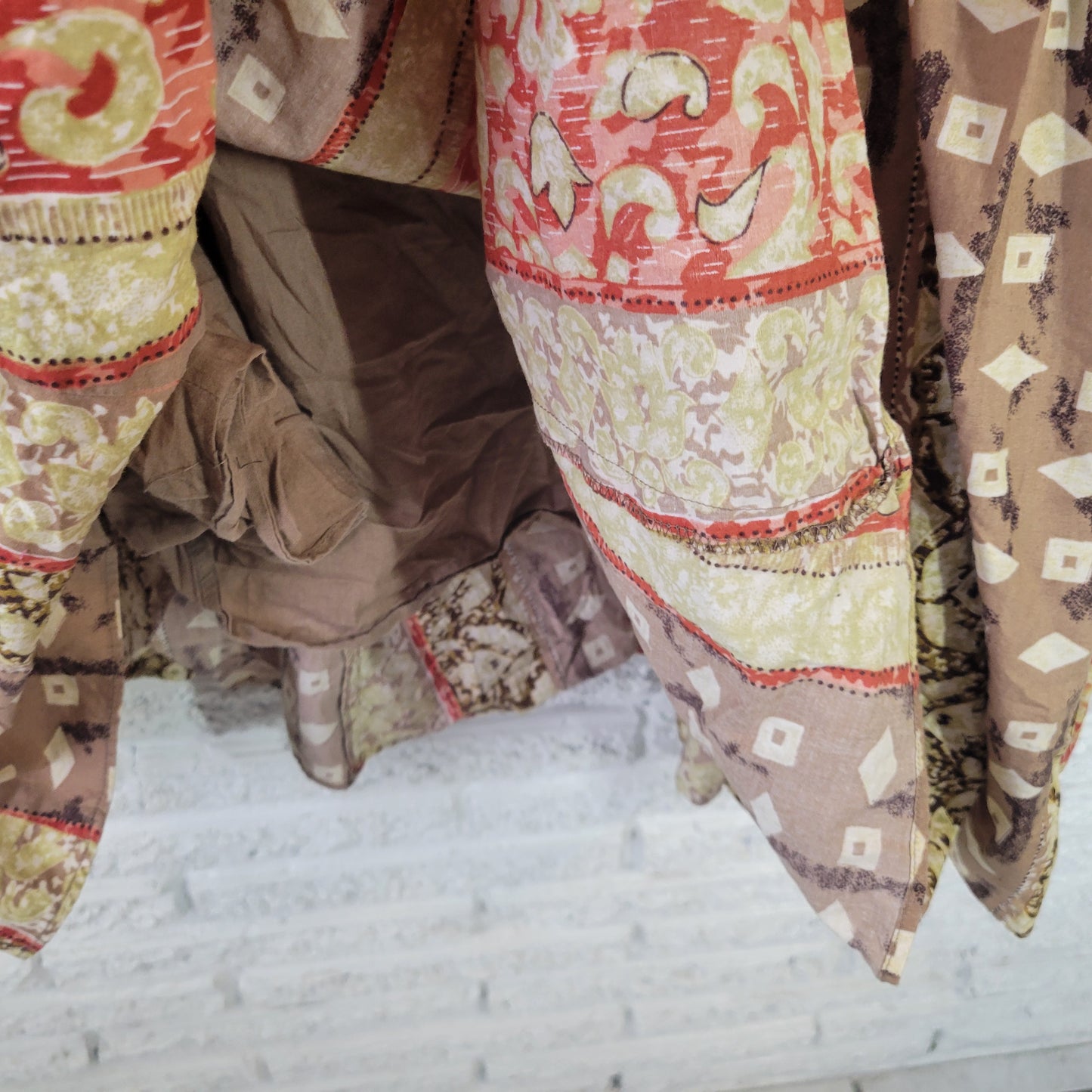 JM Collection 18W A-Line Midi Skirt Brown Geometric Pull-On Cotton GEO122XE