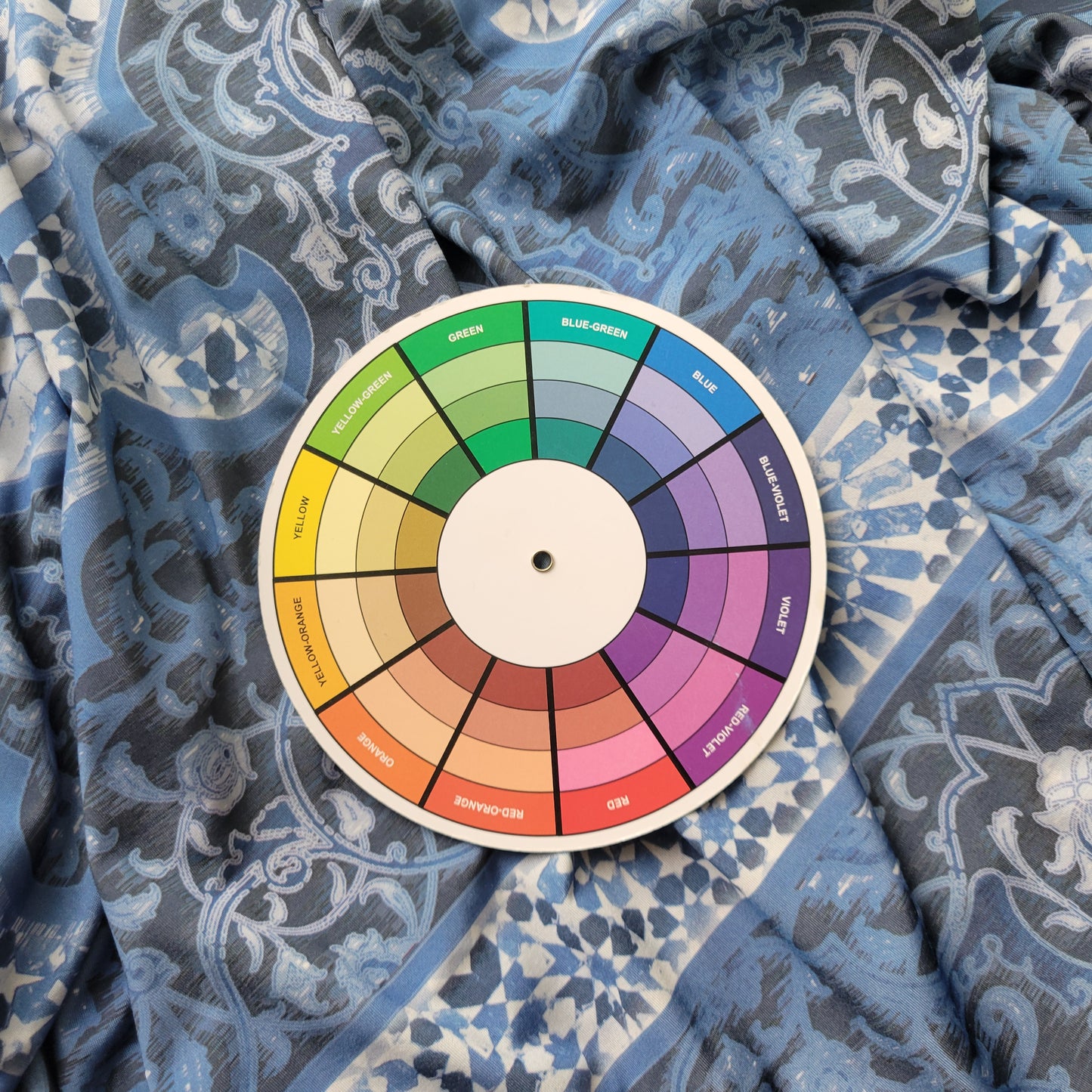 Style Co XL Fit & Flare Dress Blue White Geometric Asymmetric Lace Hem GEO81E