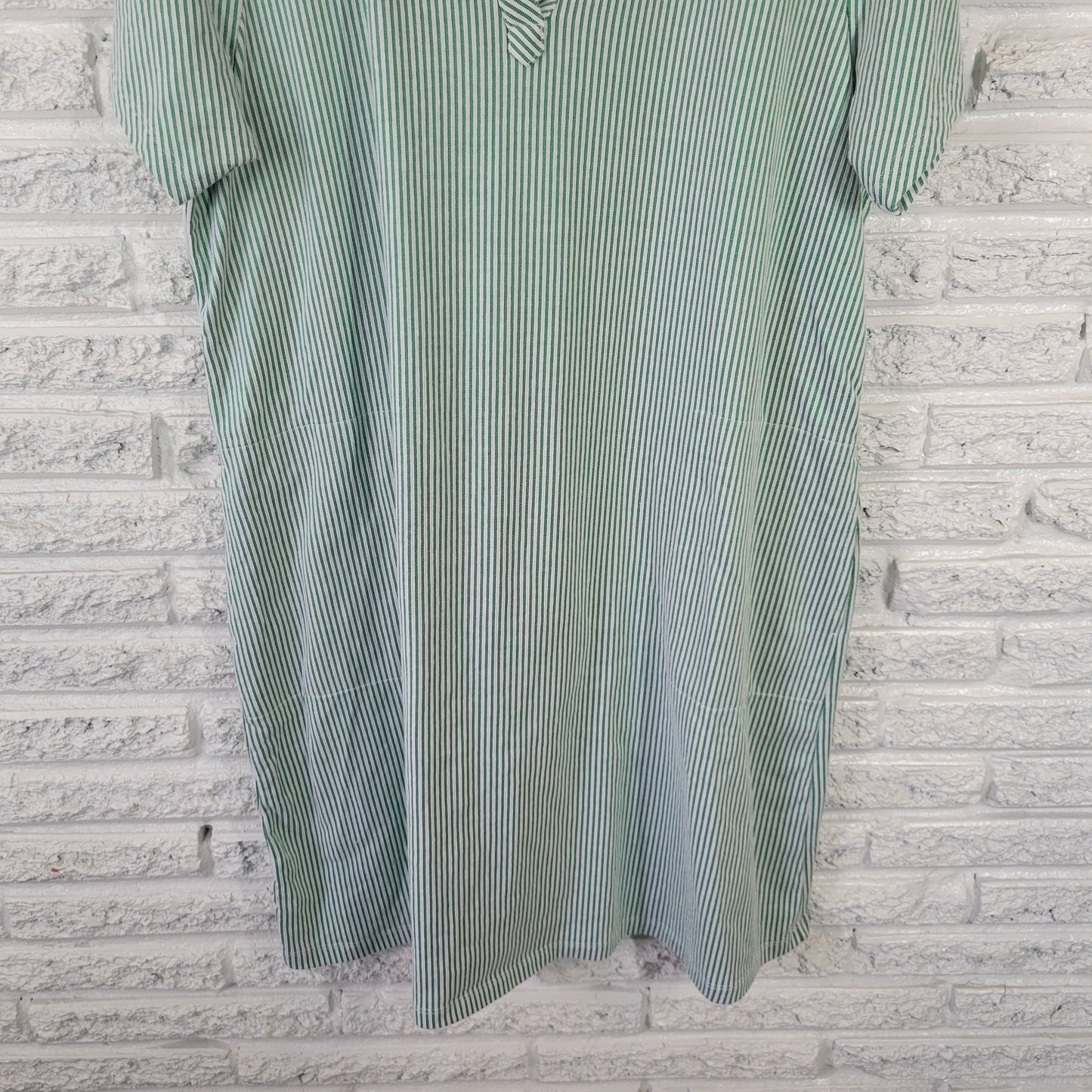 Isaac Mizrahi Live 1X Green Stripe Short Sleeve Pockets Swim Coverup STR62E