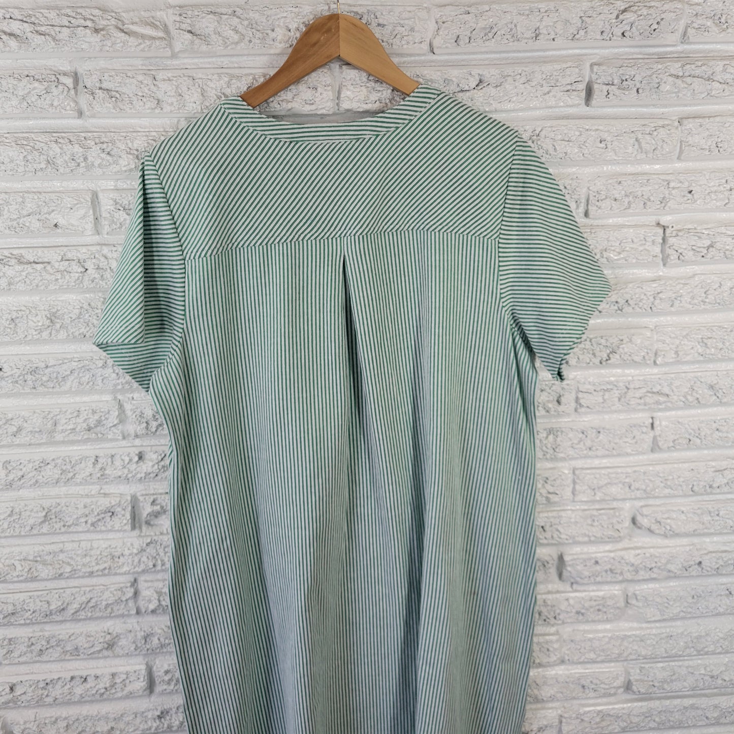 Isaac Mizrahi Live 1X Green Stripe Short Sleeve Pockets Swim Coverup STR62E