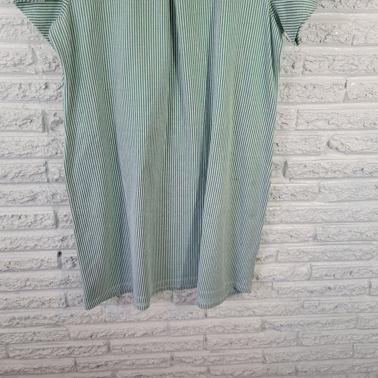 Isaac Mizrahi Live 1X Green Stripe Short Sleeve Pockets Swim Coverup STR62E