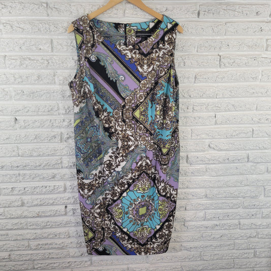 Connected Women's 20W Multicolor Paisley Sleeveless Stretch Shift Dress PAI2XE