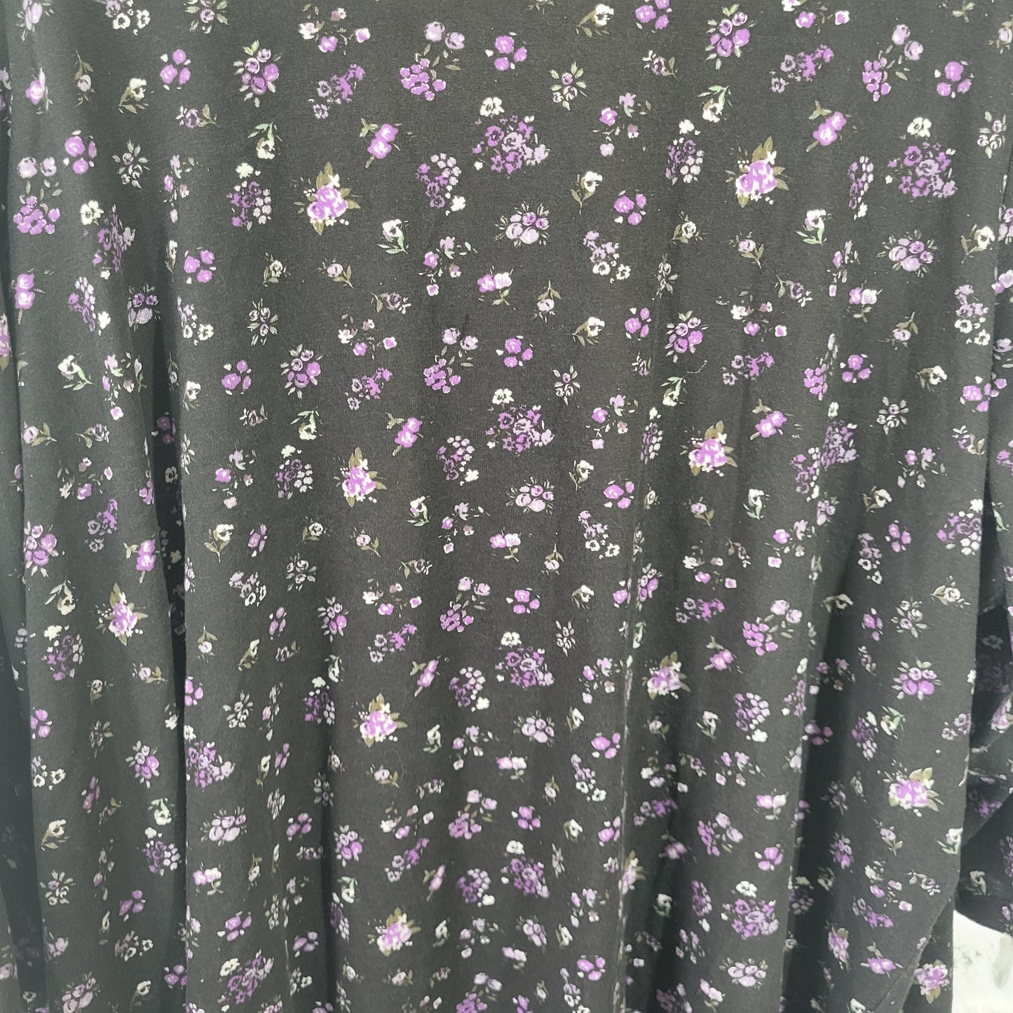 Woman Within Women's 2X Black Purple Floral Pintuck Pleated Tunic FLO63E