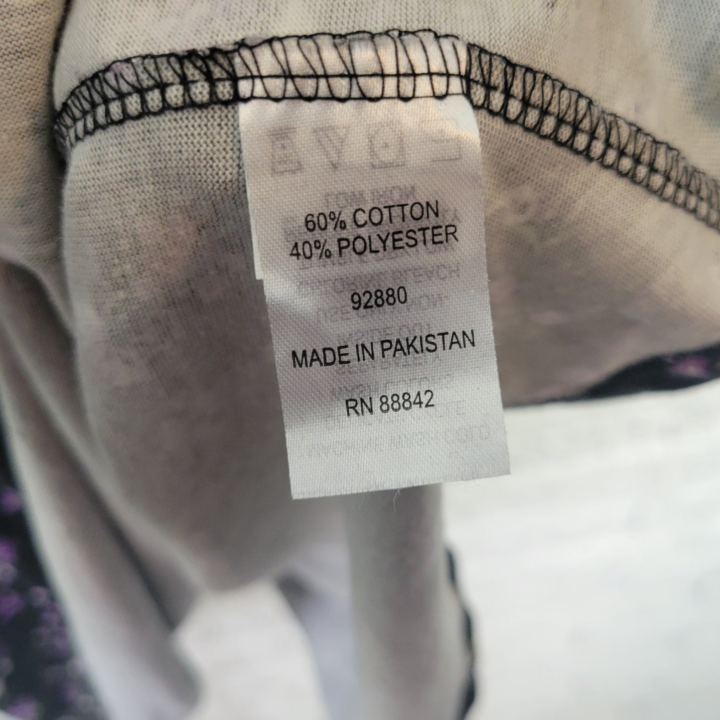 Woman Within Women's 2X Black Purple Floral Pintuck Pleated Tunic FLO63E