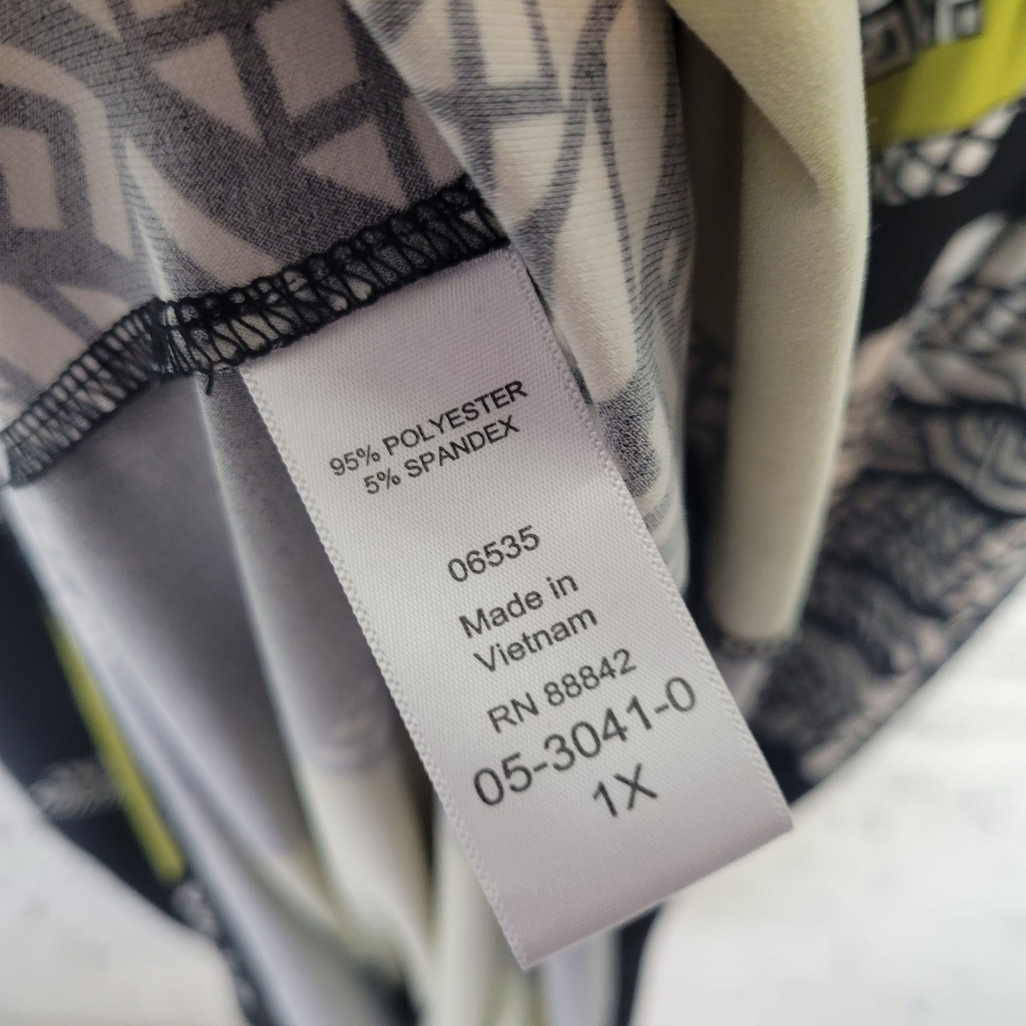 Roamans Womens Dress 1X Cap Sleeve Black Green Geometric Maxi GEI30XE