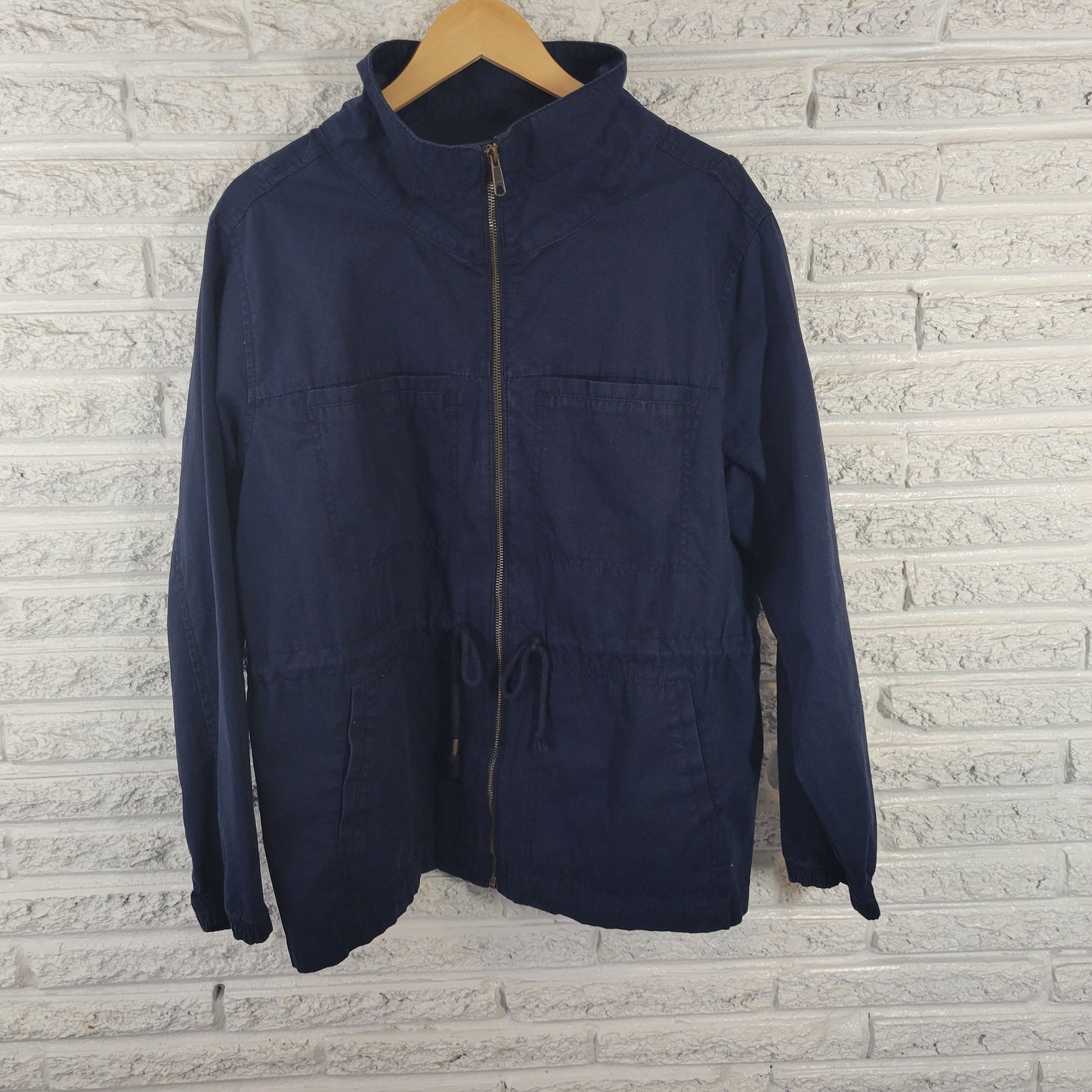 Old Navy XXL Blue Full Zip High Neck Jacket Cotton Outerwear Pockets SWE51E