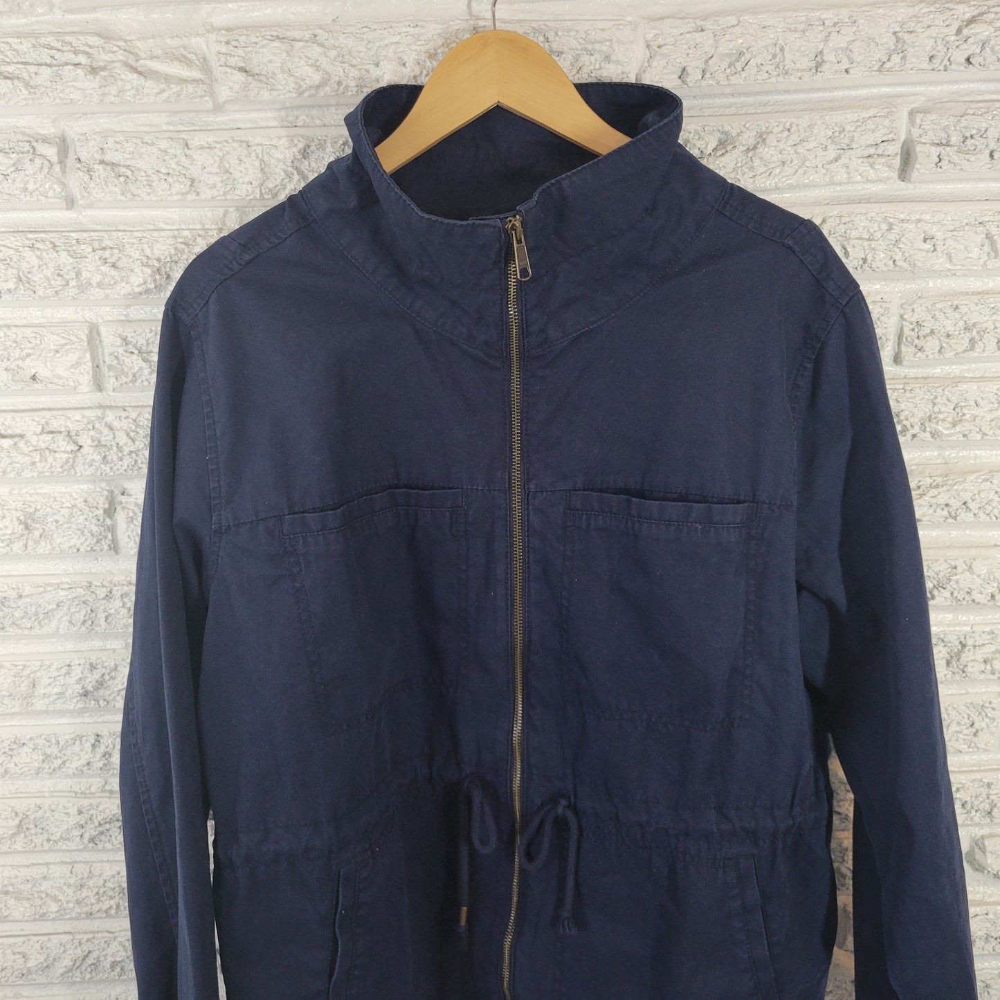 Old Navy XXL Blue Full Zip High Neck Jacket Cotton Outerwear Pockets SWE51E