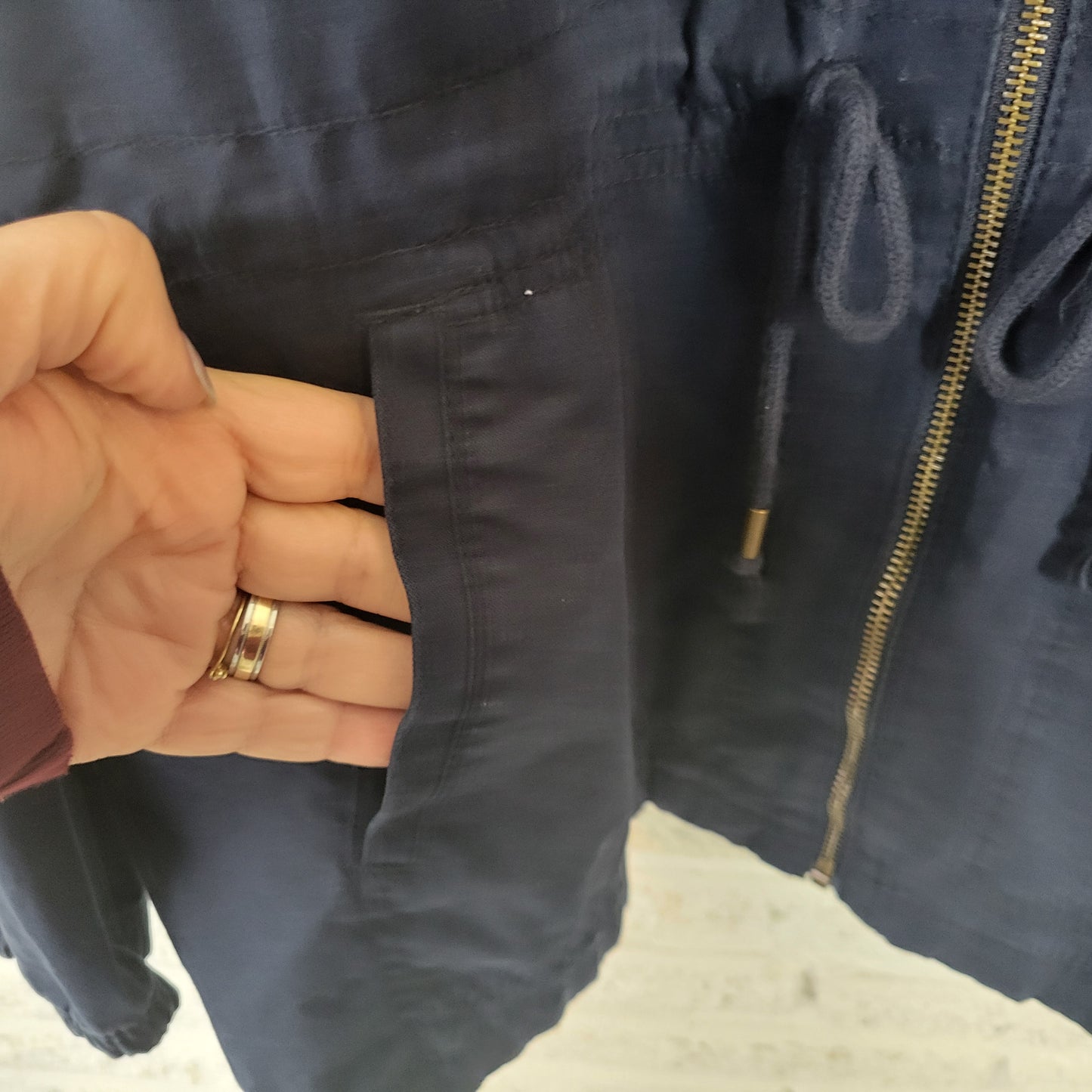 Old Navy XXL Blue Full Zip High Neck Jacket Cotton Outerwear Pockets SWE51E