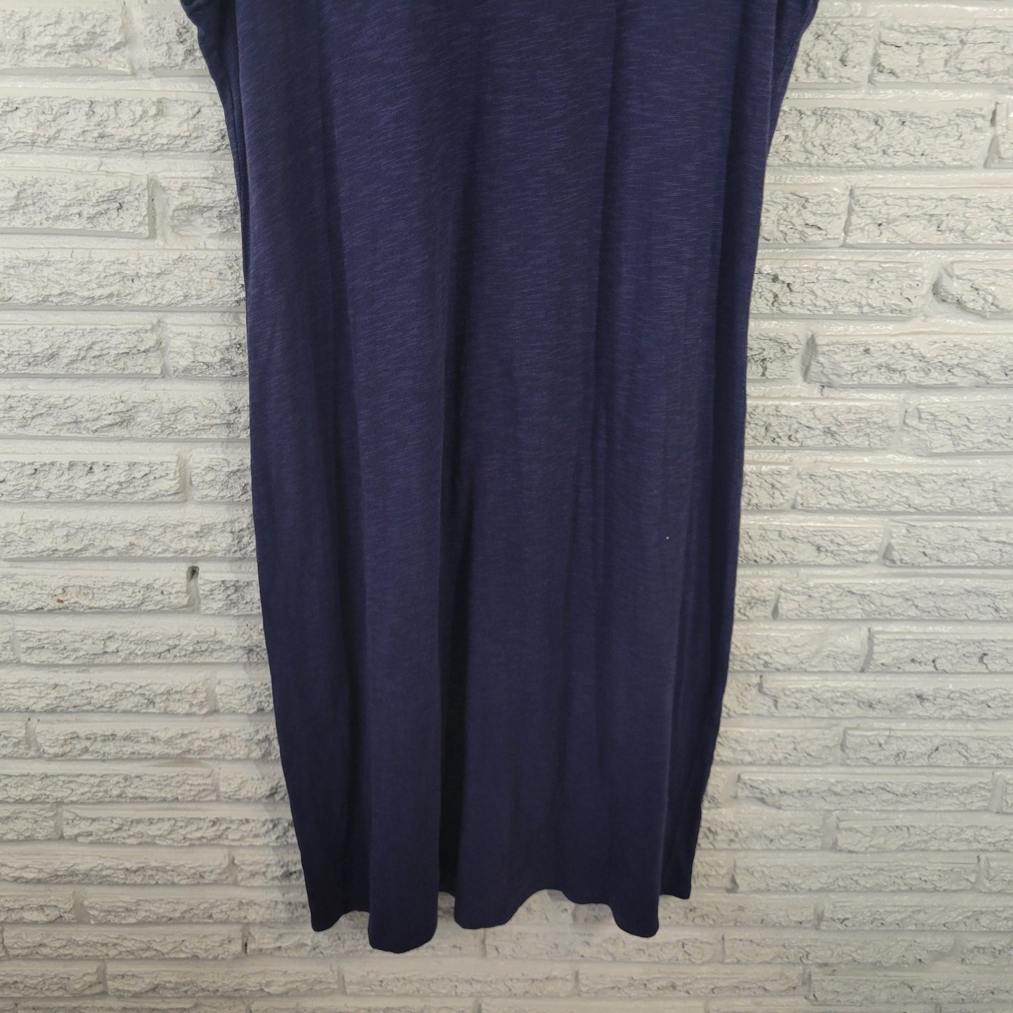 Denim & Co XL Blue Shift Dress Knee Length Cap Sleeve Deco Button BLU144E