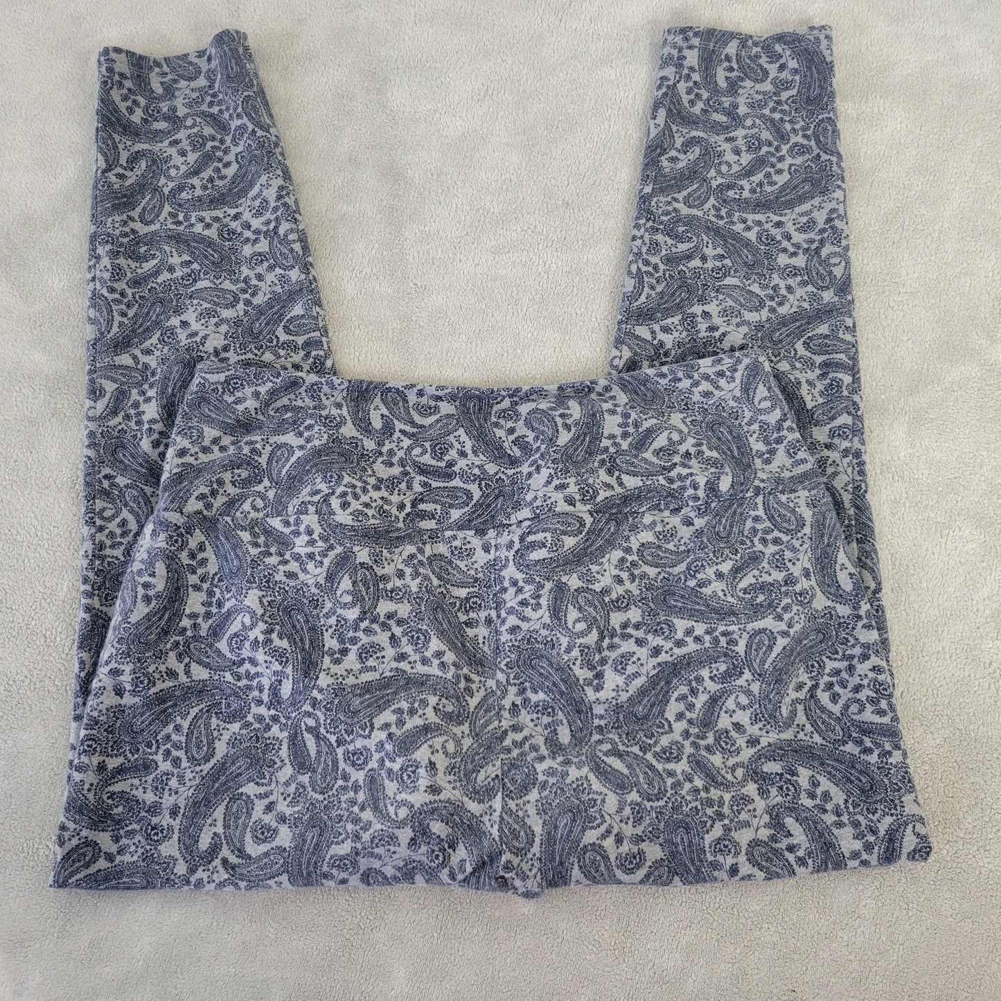 Westport Women's XL Blue Gray Paisley Print Cotton Blend Cropped Legging PAI12E
