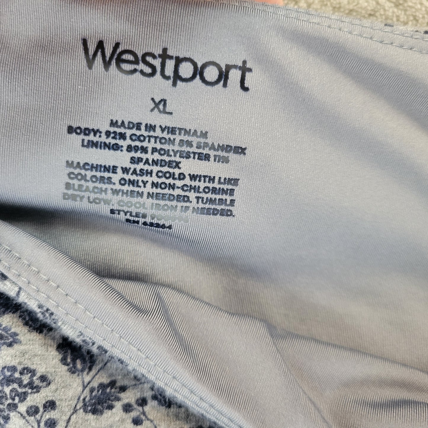 Westport Women's XL Blue Gray Paisley Print Cotton Blend Cropped Legging PAI12E