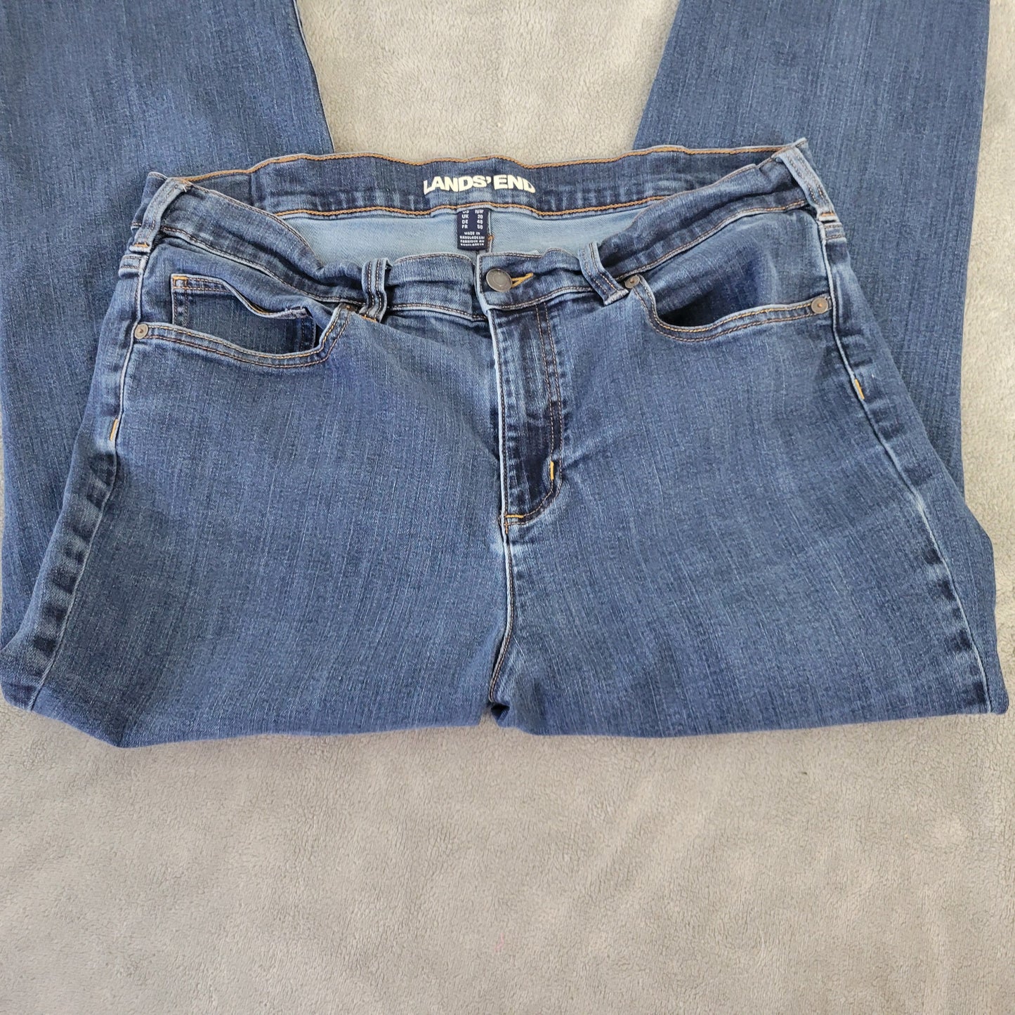 Lands' End Women's 16W Dark Wash Denim Capri Jeans Elastic Waist CAP11E