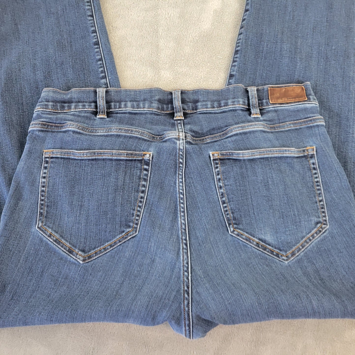 Lands' End Women's 16W Dark Wash Denim Capri Jeans Elastic Waist CAP11E