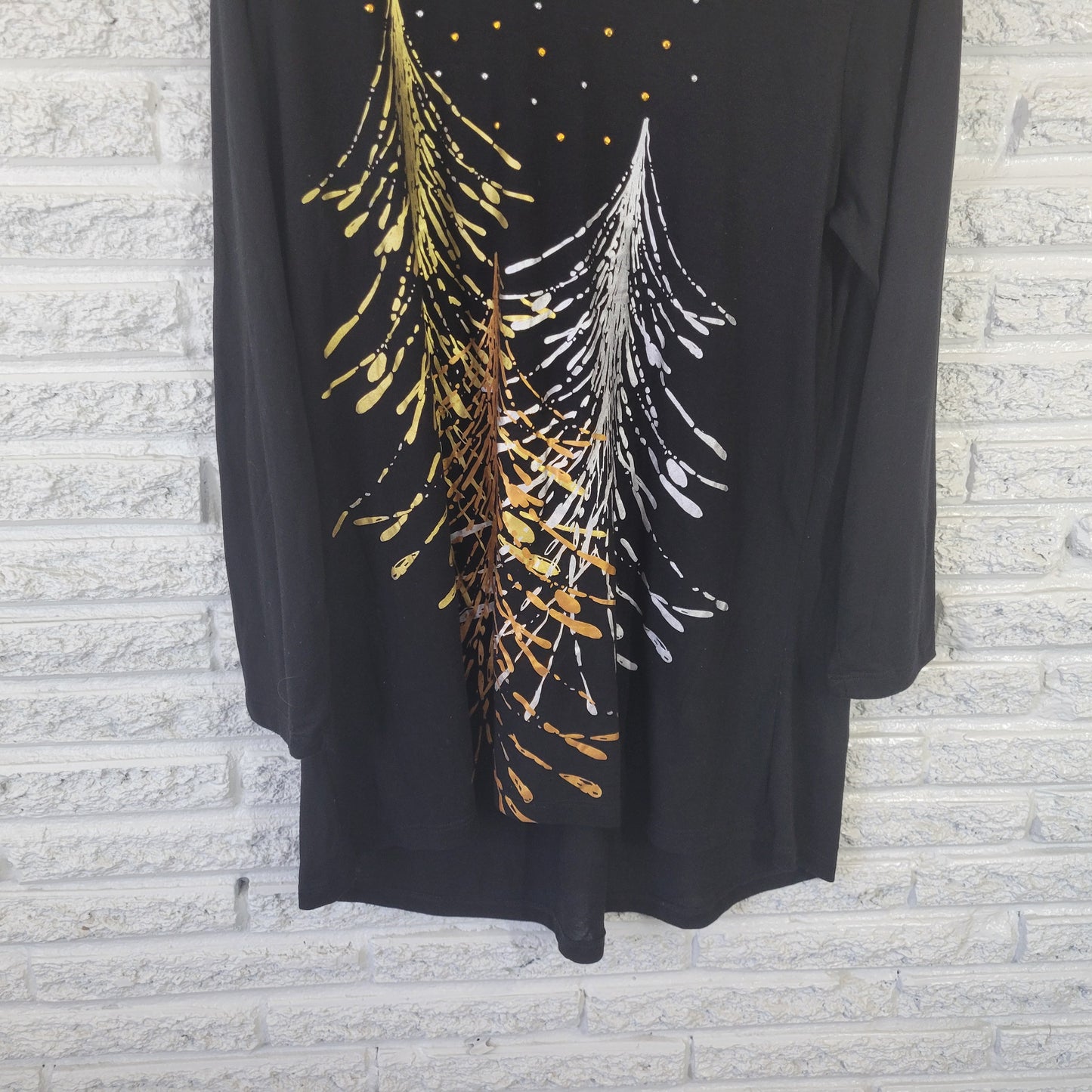 M&C Sportswear Women's 2X Christmas Tunic Tee Shirt Black Tree BLA116E