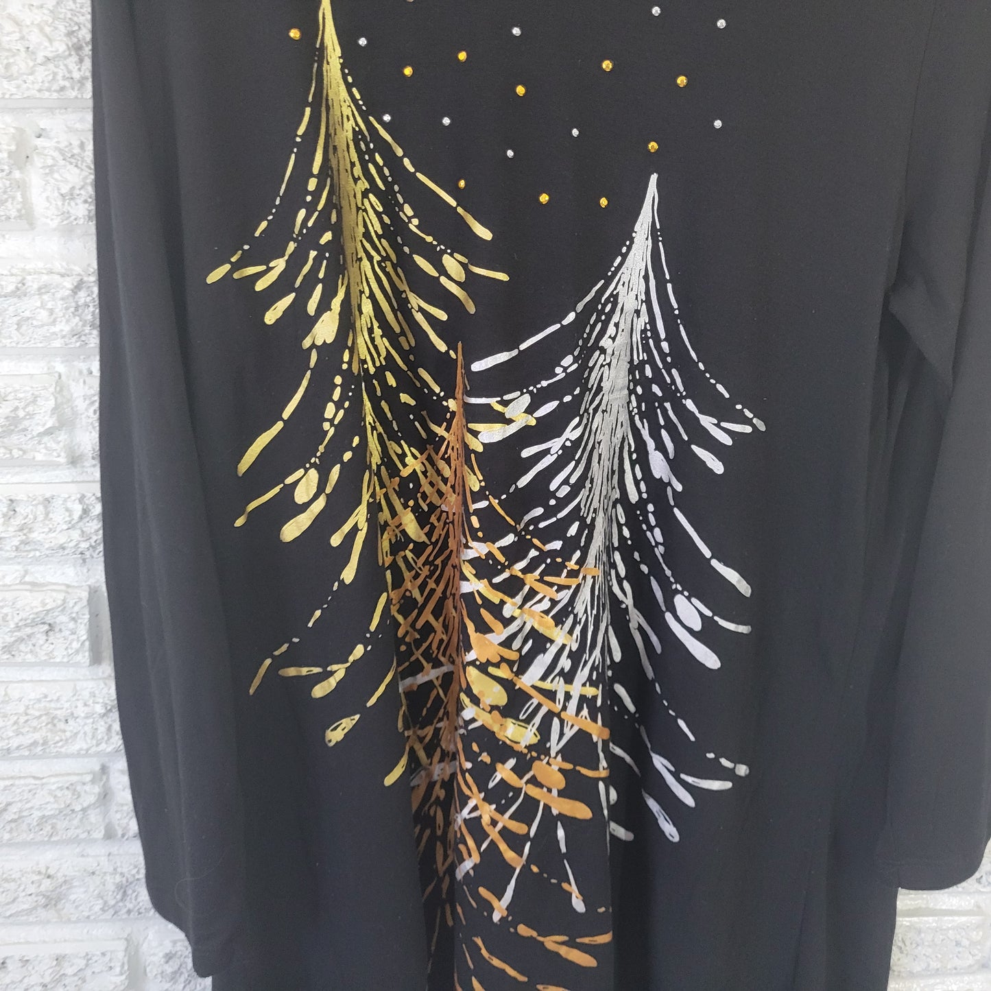 M&C Sportswear Women's 2X Christmas Tunic Tee Shirt Black Tree BLA116E