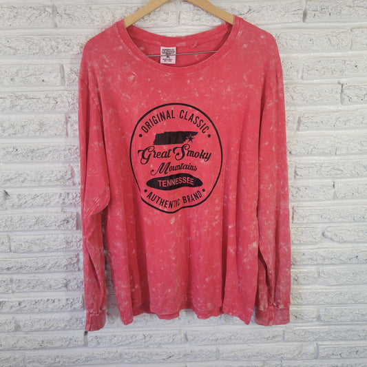 US Vintage Women's XL Pink Tie Dye T-Shirt Great Smoky Mountains TIE37E