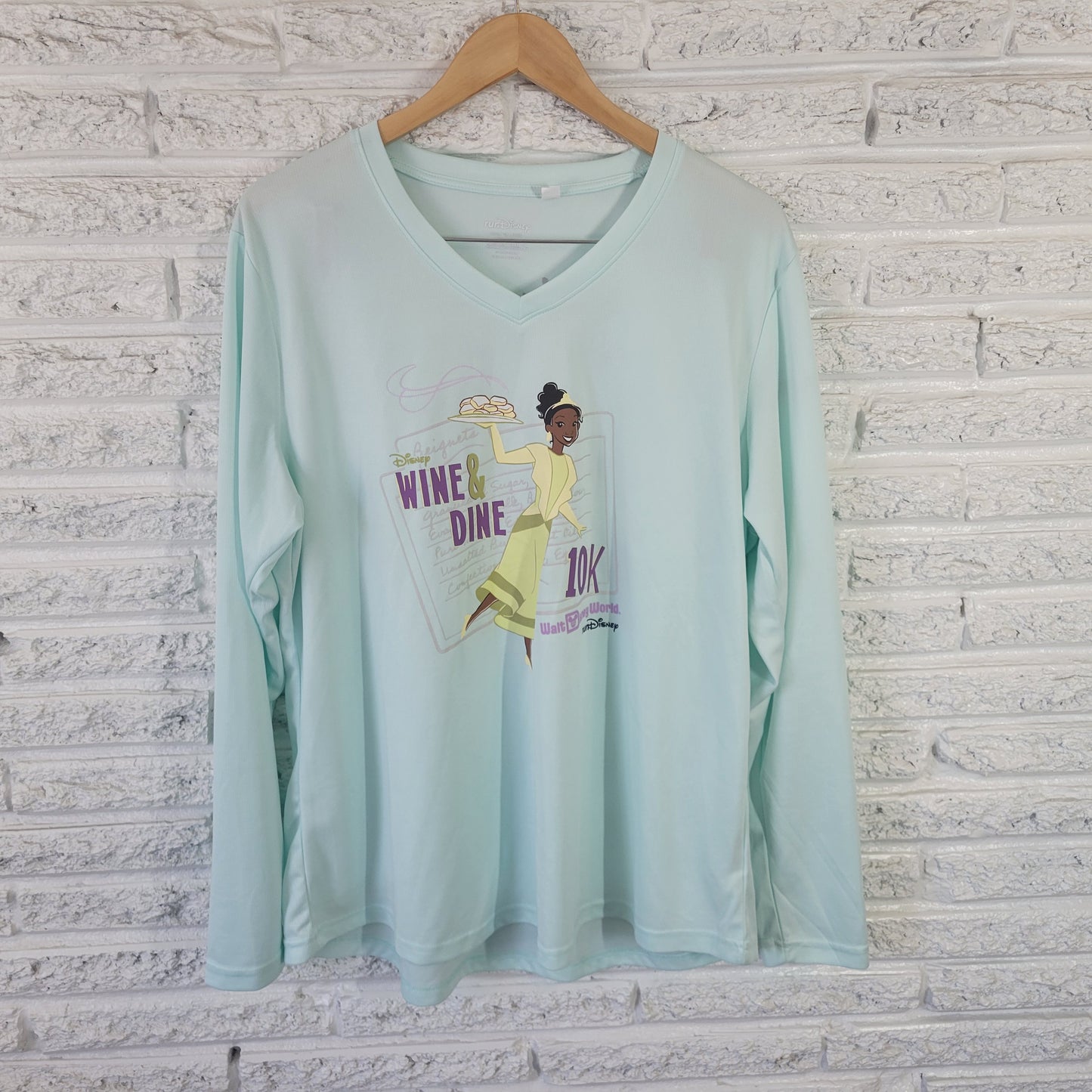 Run Disney Women's 2XL Wine & Dine 10K V-Neck Long Sleeve Blue BLU286E