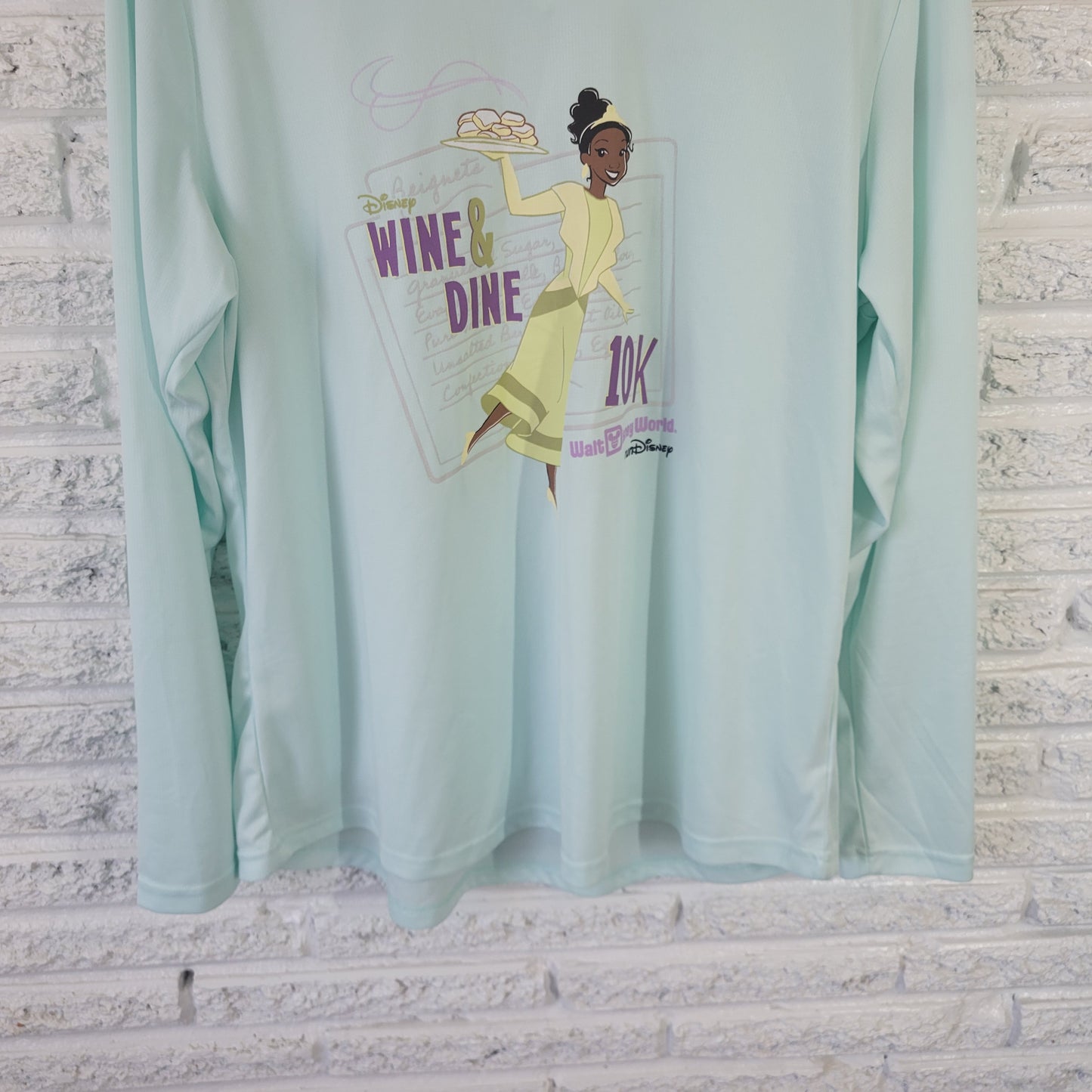 Run Disney Women's 2XL Wine & Dine 10K V-Neck Long Sleeve Blue BLU286E