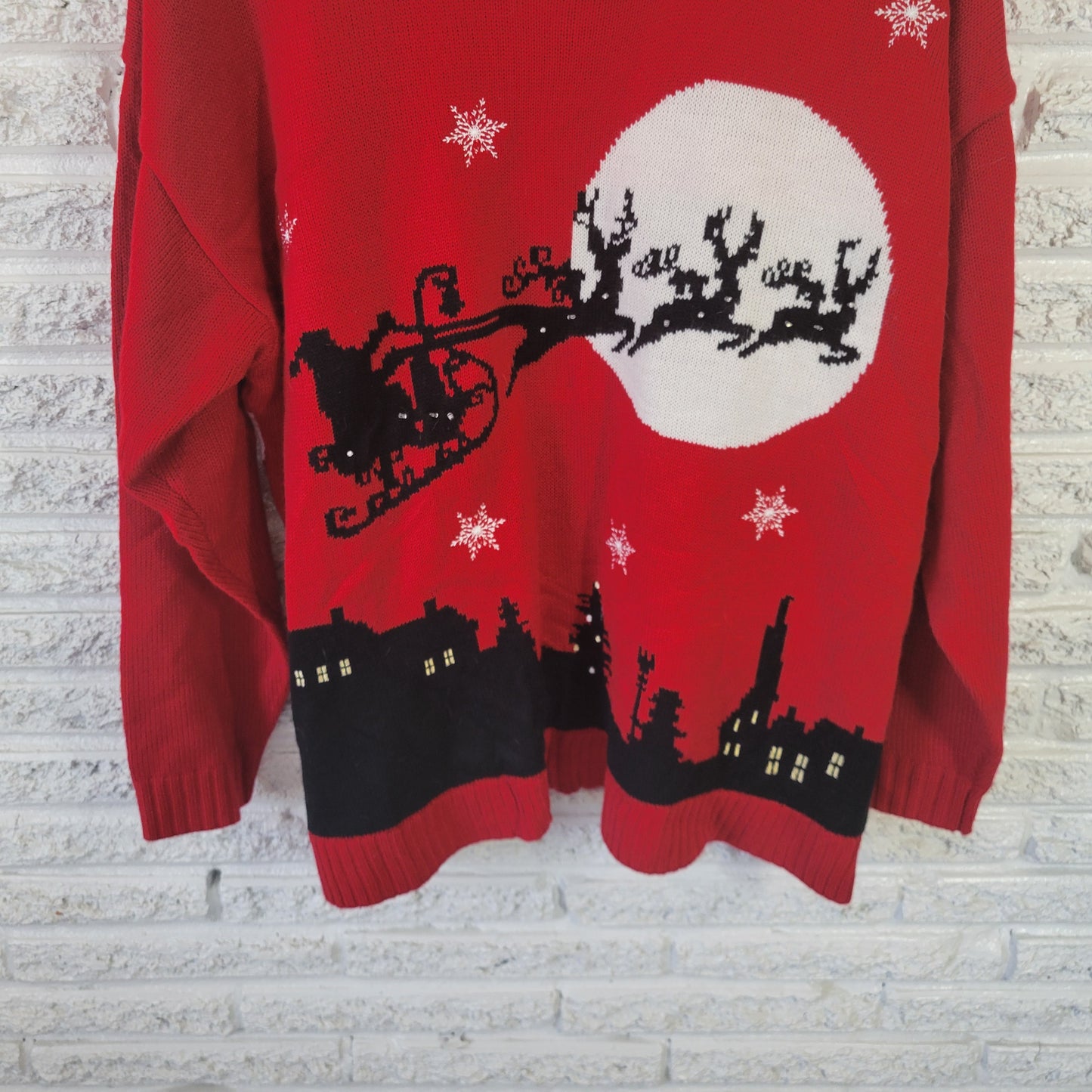 Blizzard Bay Women's 3X Christmas Sweater Red Santa Sleigh Beaded SWE182E