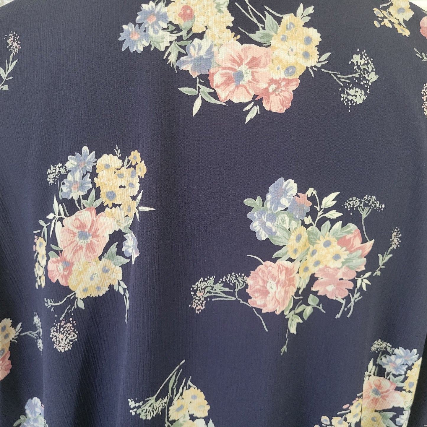 Alfred Dunner Women's 22W Blue Yellow Floral Peplum Top Button Collared FLO20E