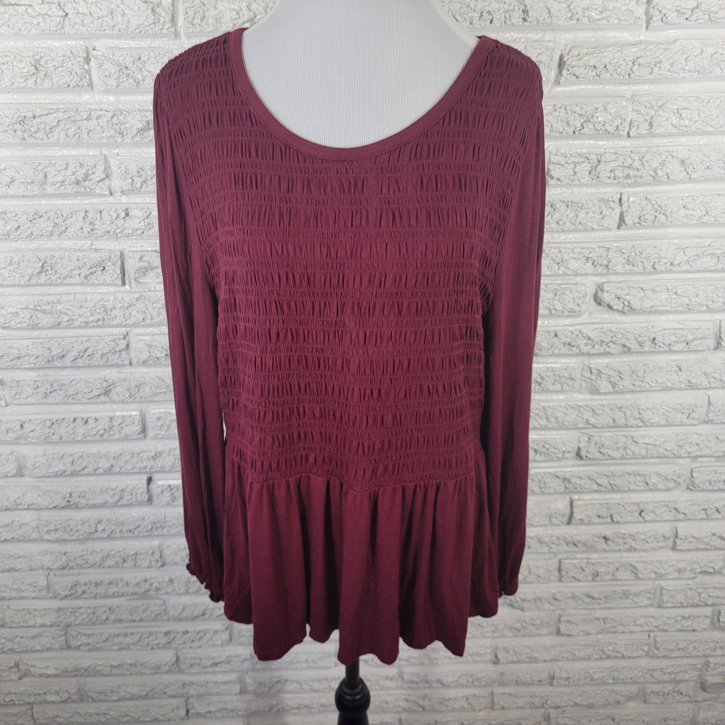 Lane Bryant 18/20 Plus Size Burgundy Blouse Pullover Long Sleeve Top BUR2E