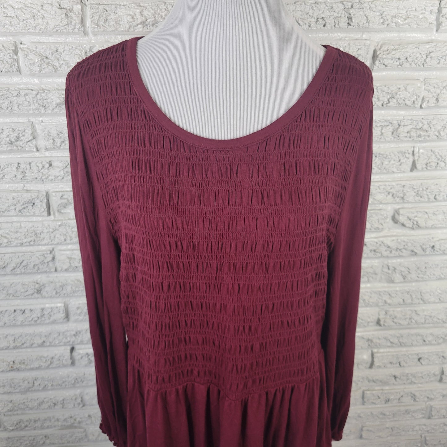 Lane Bryant 18/20 Plus Size Burgundy Blouse Pullover Long Sleeve Top BUR2E