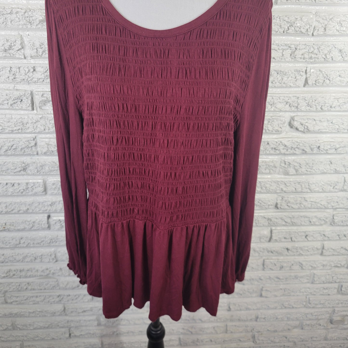 Lane Bryant 18/20 Plus Size Burgundy Blouse Pullover Long Sleeve Top BUR2E
