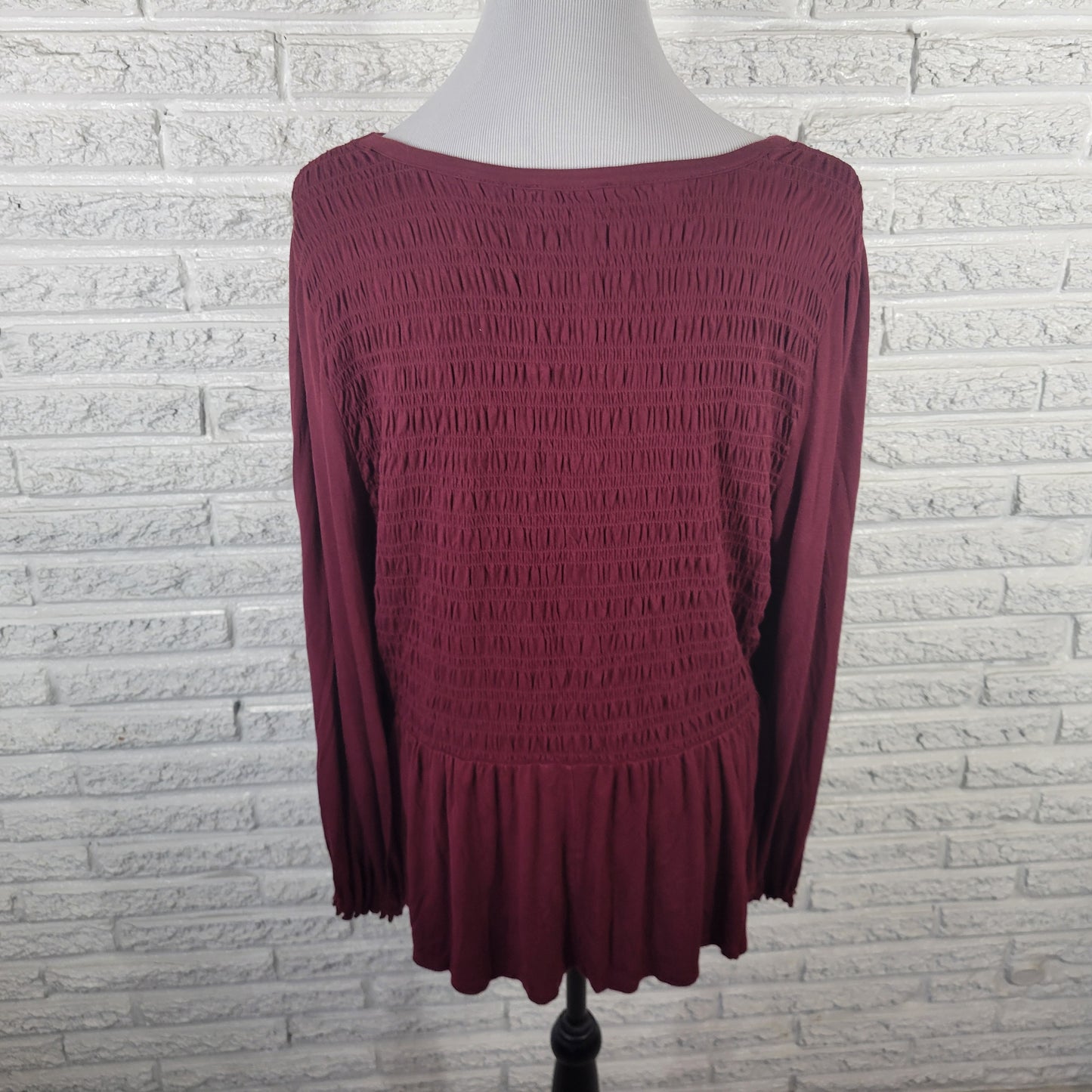Lane Bryant 18/20 Plus Size Burgundy Blouse Pullover Long Sleeve Top BUR2E