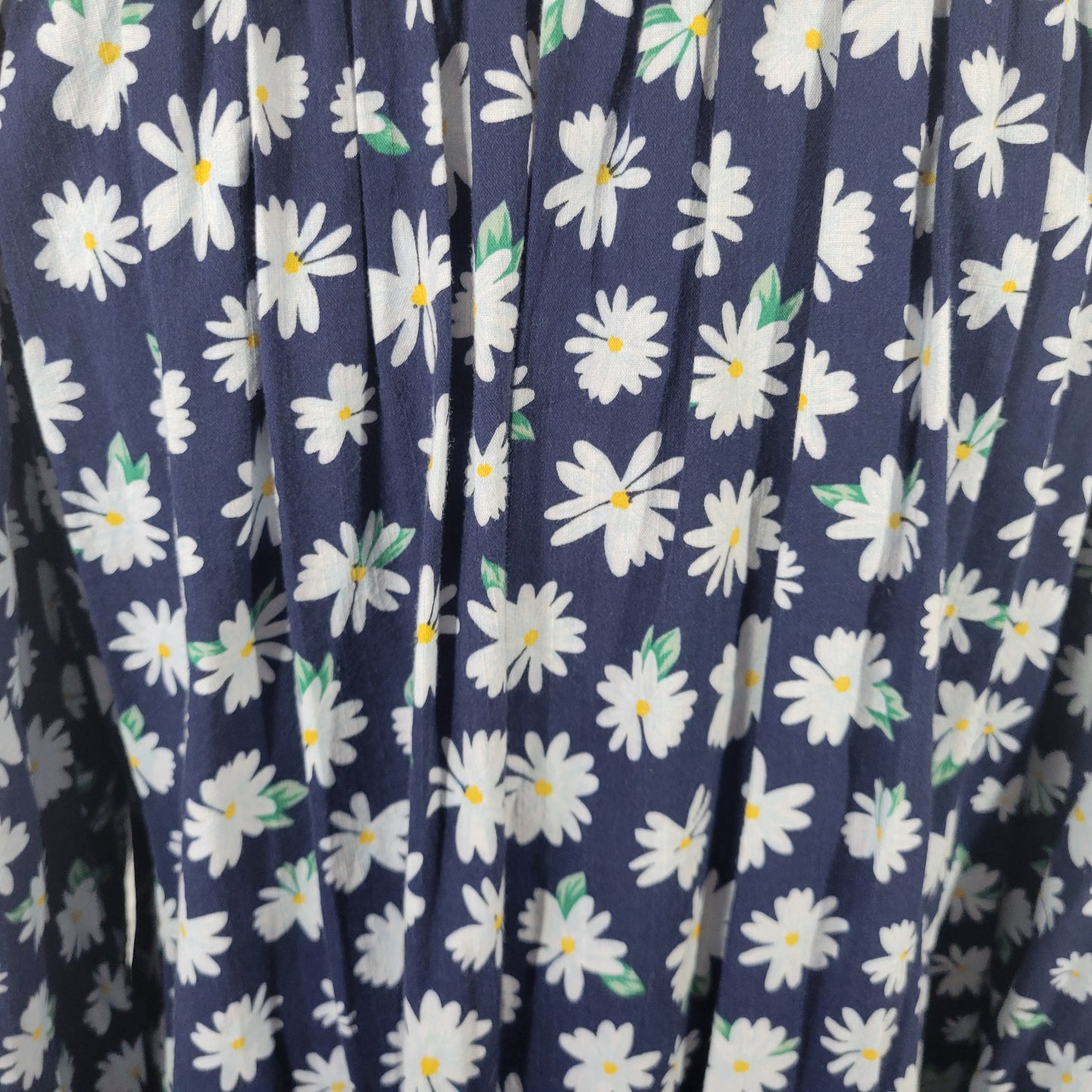 Old Navy XL Womens Cotton Blend Blue White Daisy Floral Long Sleeve FLO144E