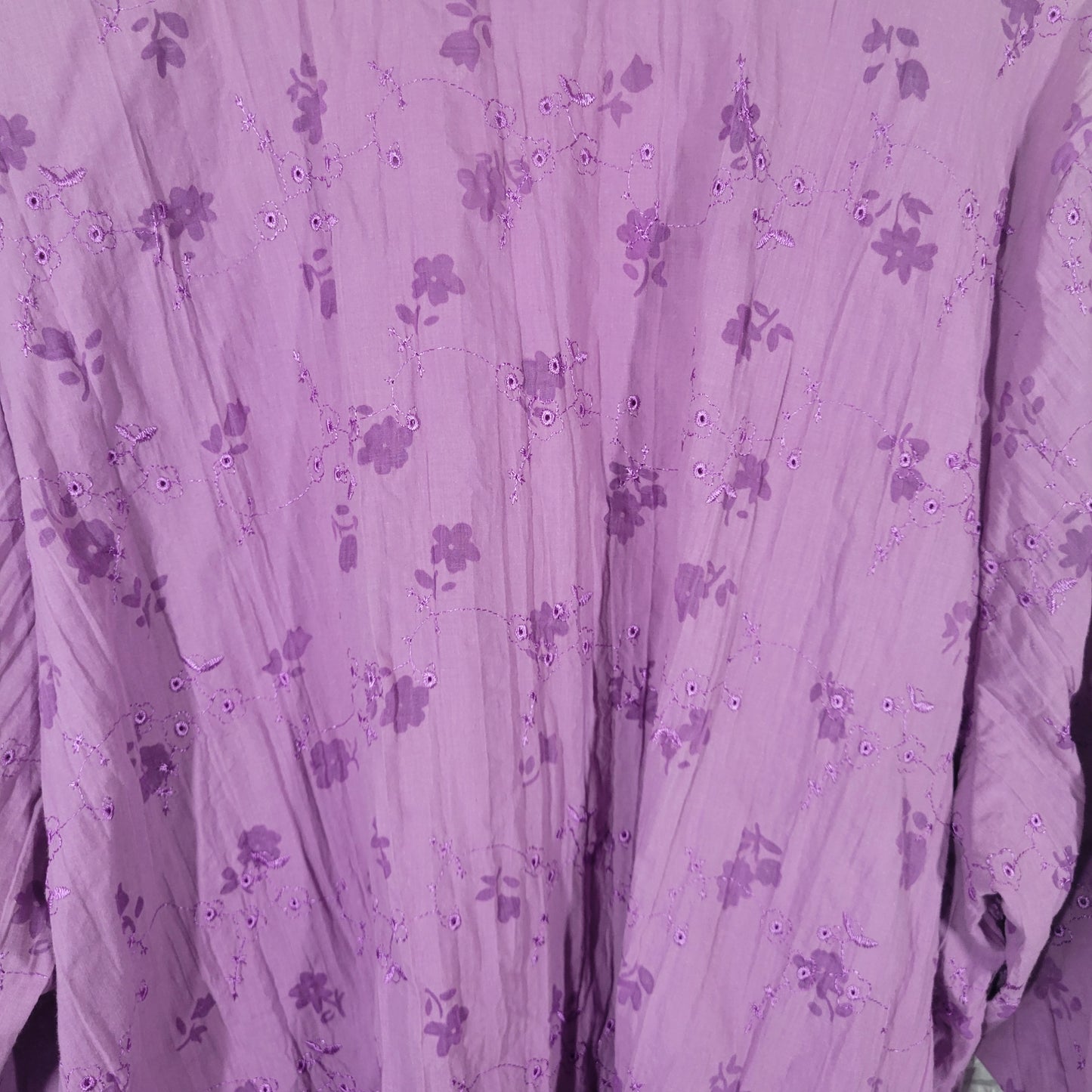 Liz & Me 3X 26W 28W Plus Size Lavender Floral Eyelet 3/4 Sleeve Top Clasp FLO63E