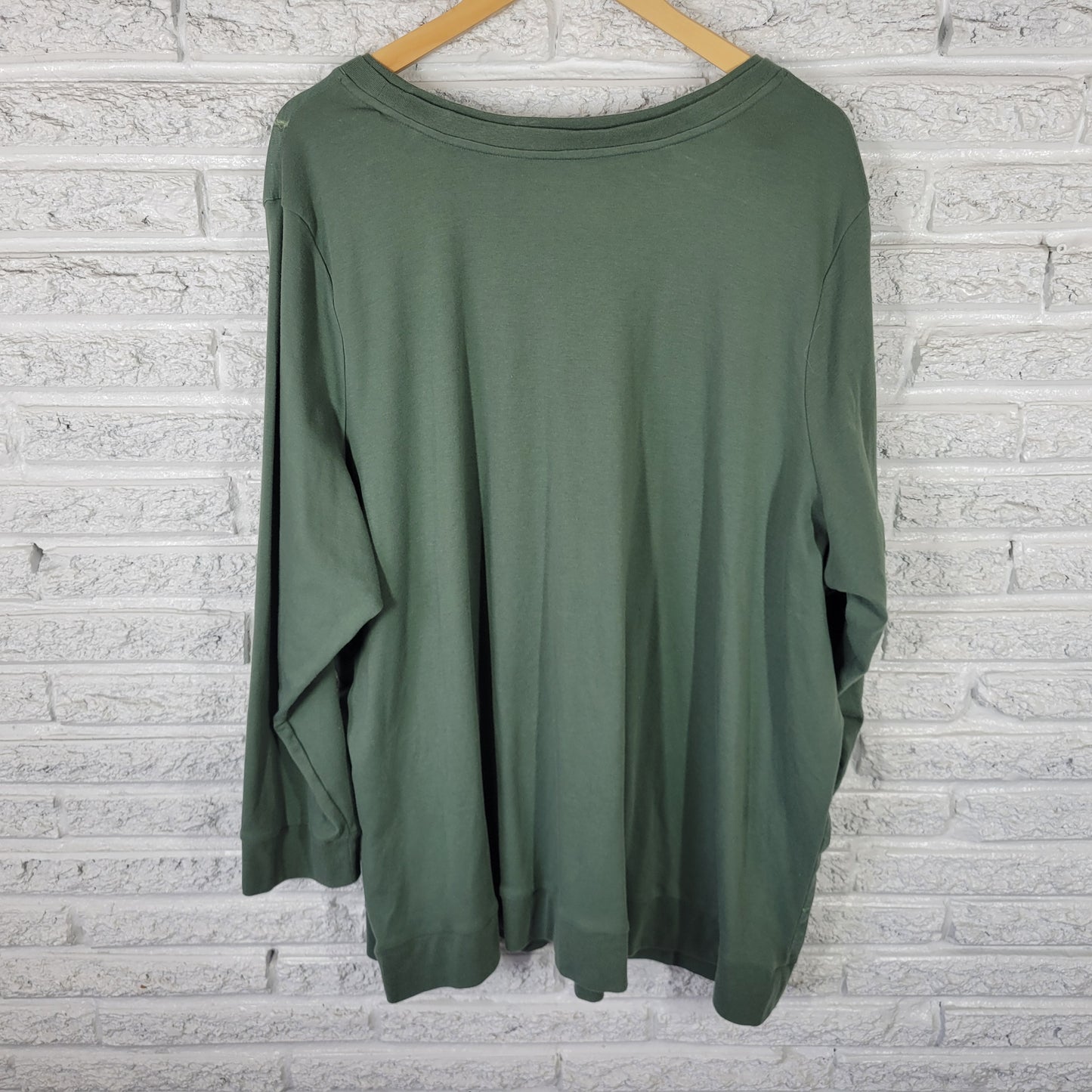 Woman Within 3X Plus Size Sweatshirt Green Floral Embroidered Crew Neck GRE51E
