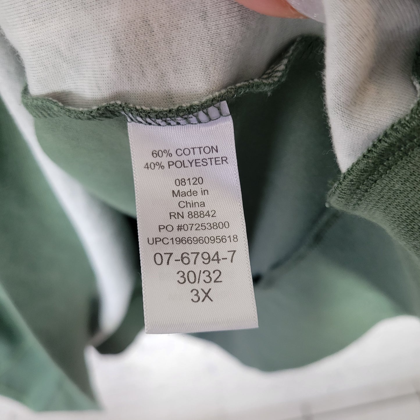 Woman Within 3X Plus Size Sweatshirt Green Floral Embroidered Crew Neck GRE51E
