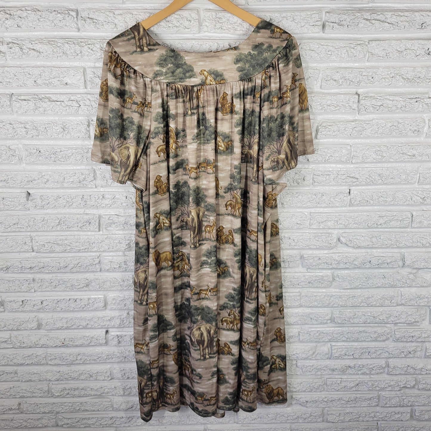 Secret Treasures Women's 4X Plus Size Muu Muu Kaftan Green Gold Safari B6E
