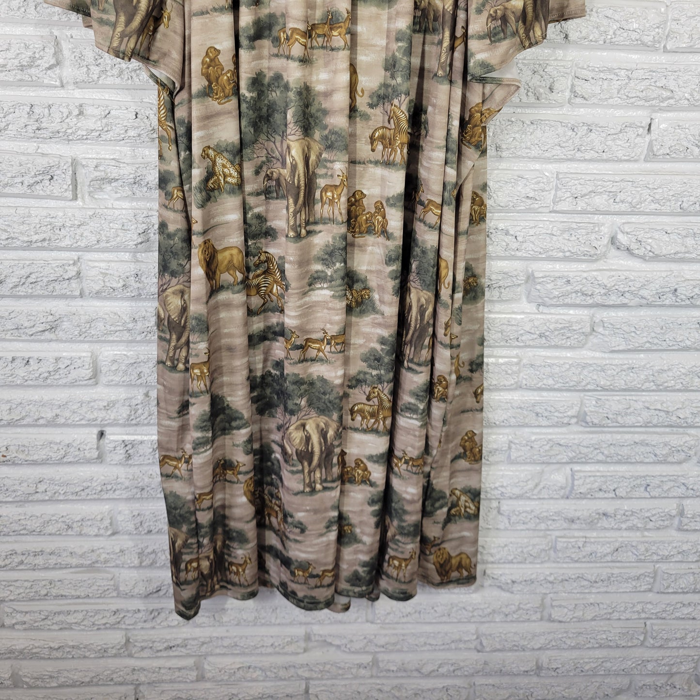 Secret Treasures Women's 4X Plus Size Muu Muu Kaftan Green Gold Safari B6E