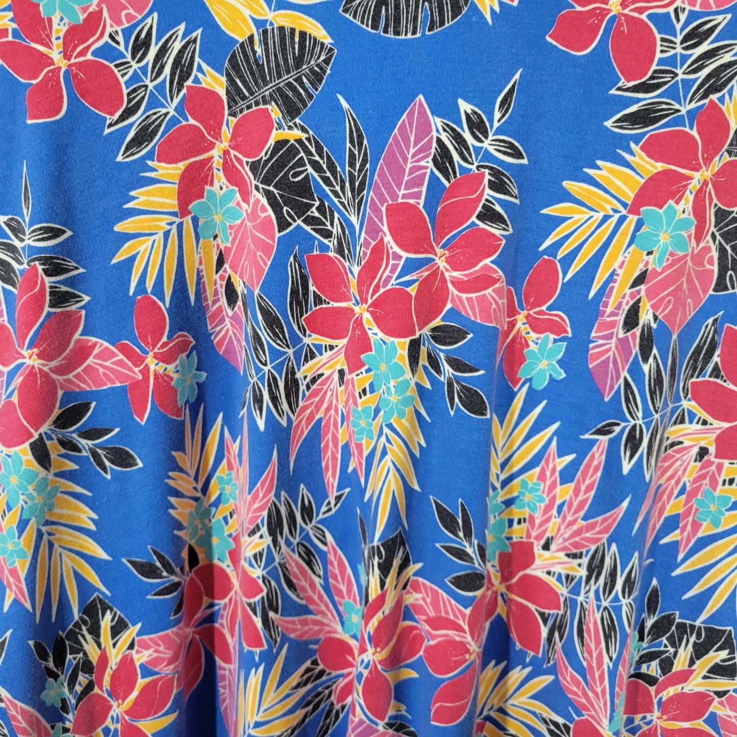 Woman Within 3X Women's Polo Shirt Blue Pink Floral Cotton Blend FLO297E